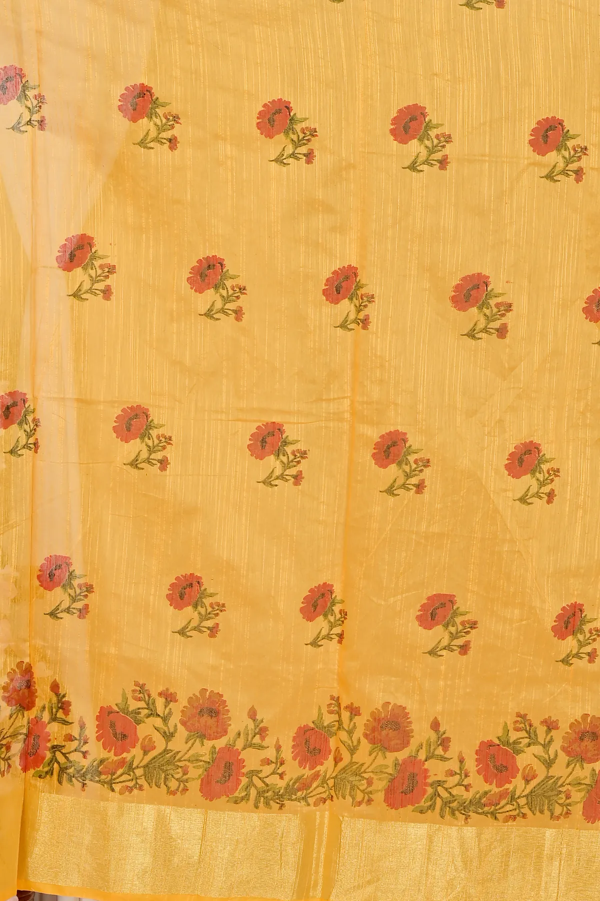 DipDiya Cotton Yellow Narme Regal Bengali Printed Handloom Sarees