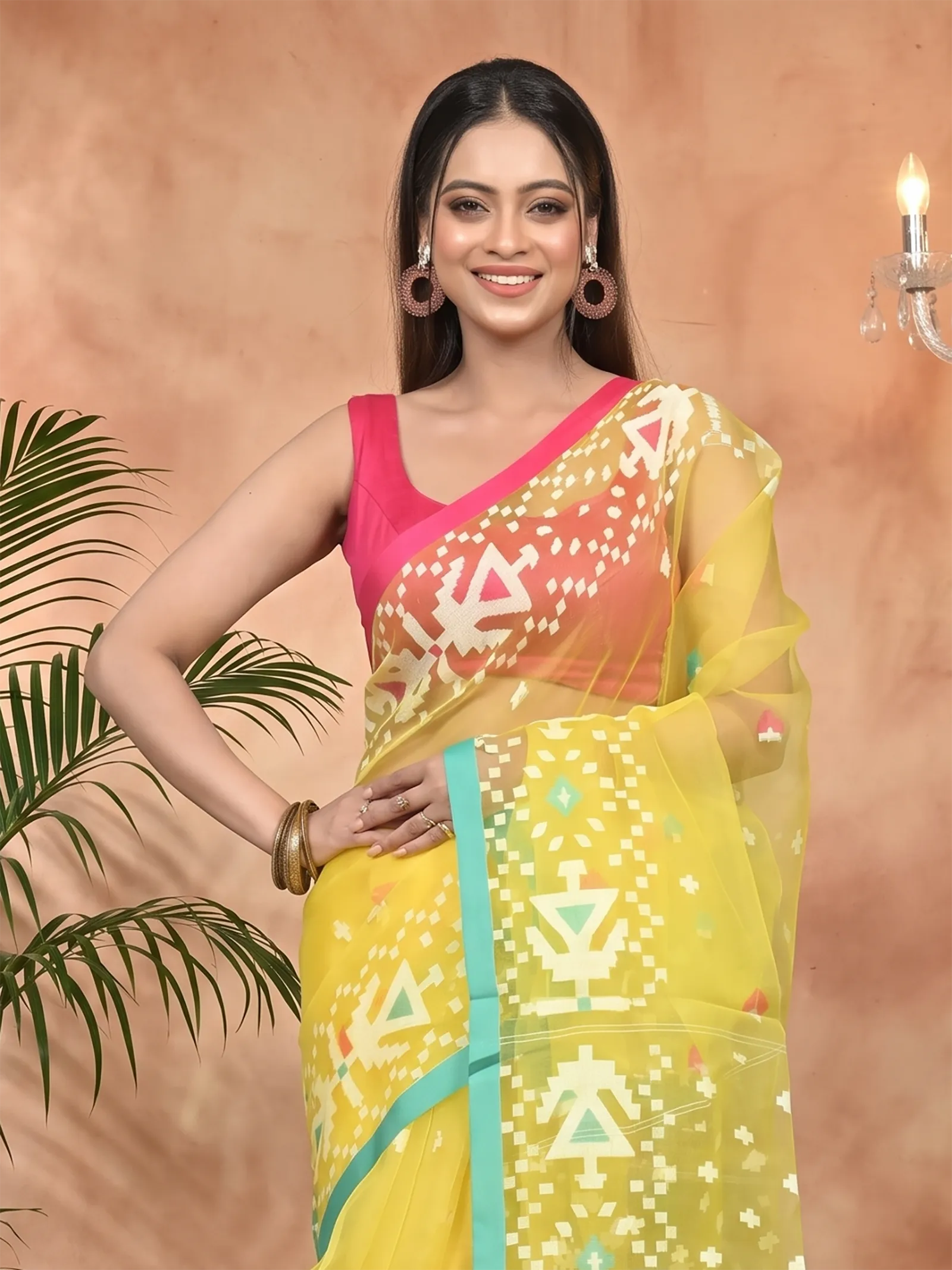 DipDiya Cotton Yellow Nopvi Classic Bengali Muslin sarees