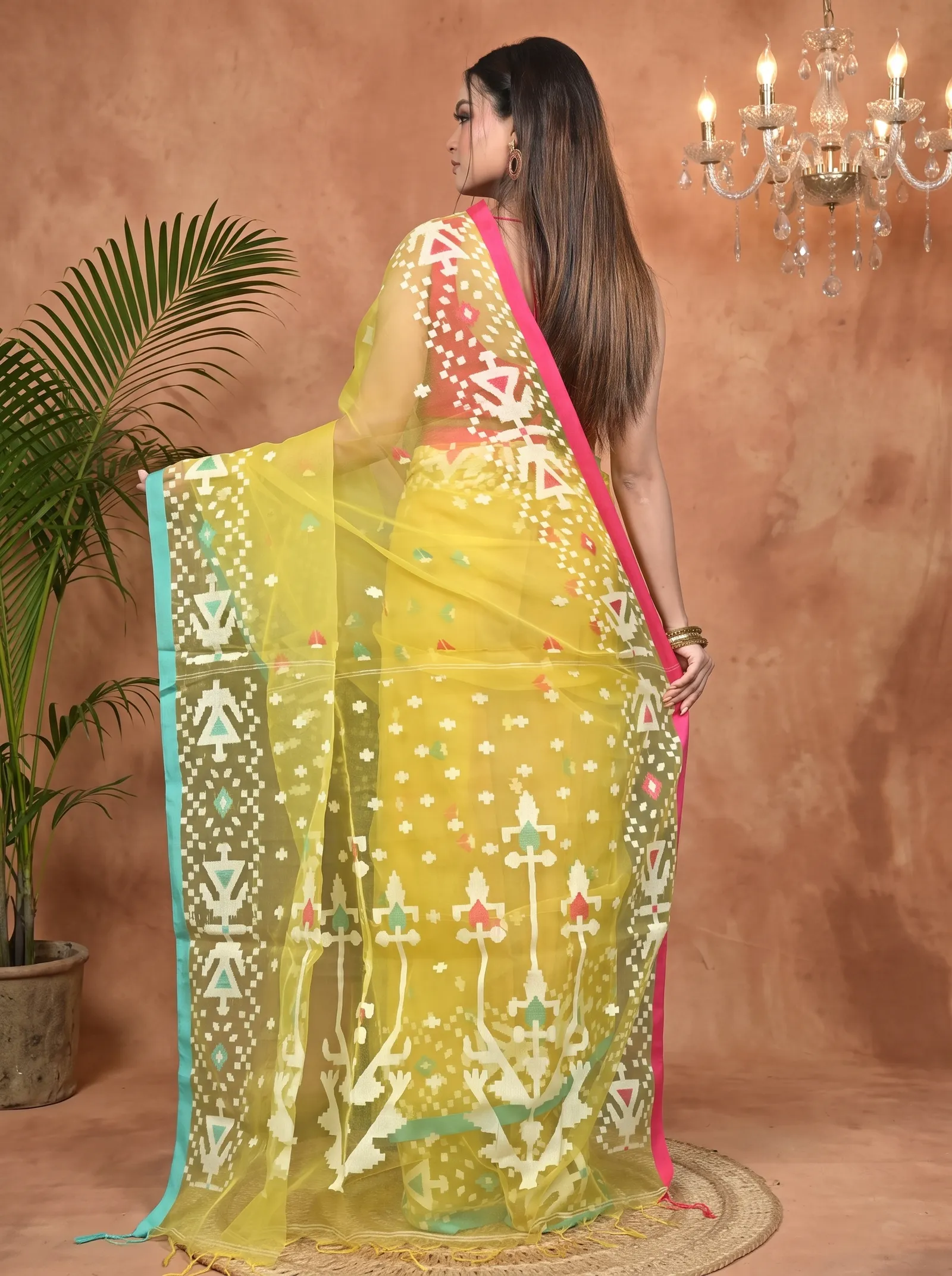 DipDiya Cotton Yellow Nopvi Classic Bengali Muslin sarees