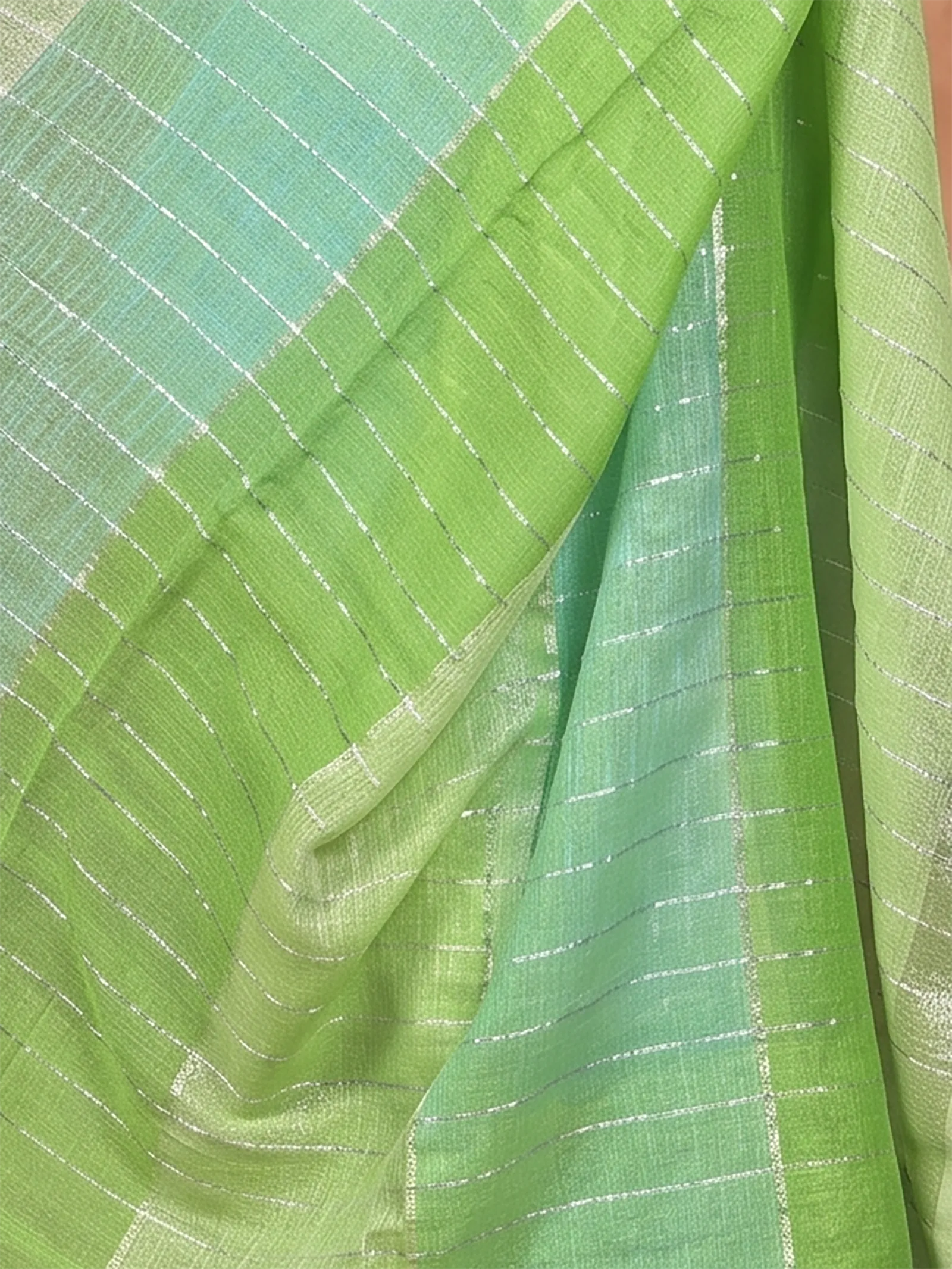 DipDiya Kesh Cotton  Traditional Bengali Green Sky Artisan Crafted Souvon Handloom Saree