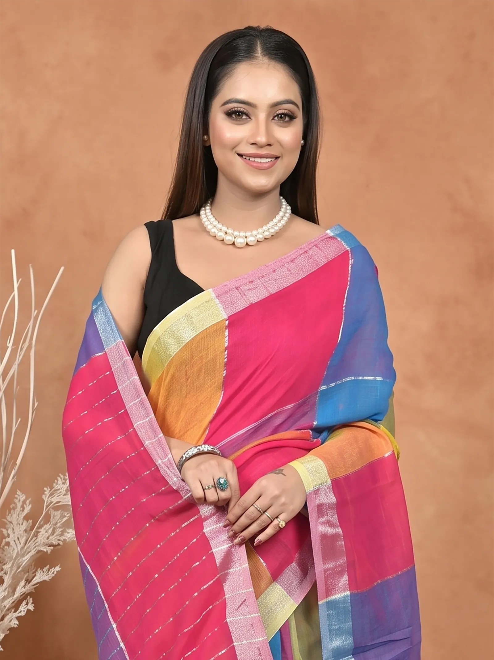 DipDiya Kesh Cotton  Traditional Bengali Multi-Coloured Artisan Crafted Souvon Handloom Saree