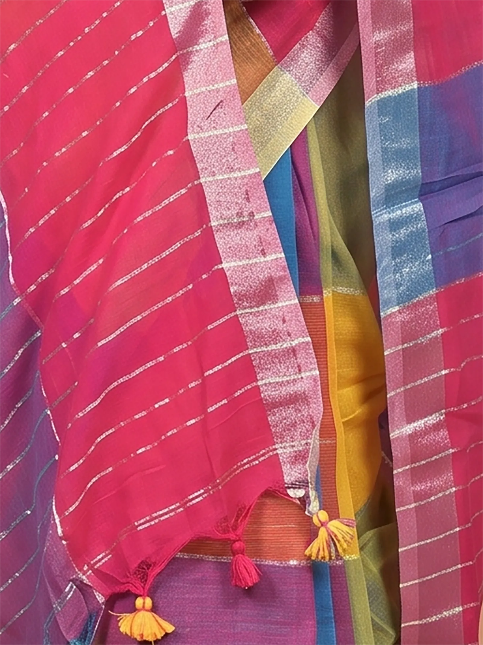 DipDiya Kesh Cotton  Traditional Bengali Multi-Coloured Artisan Crafted Souvon Handloom Saree