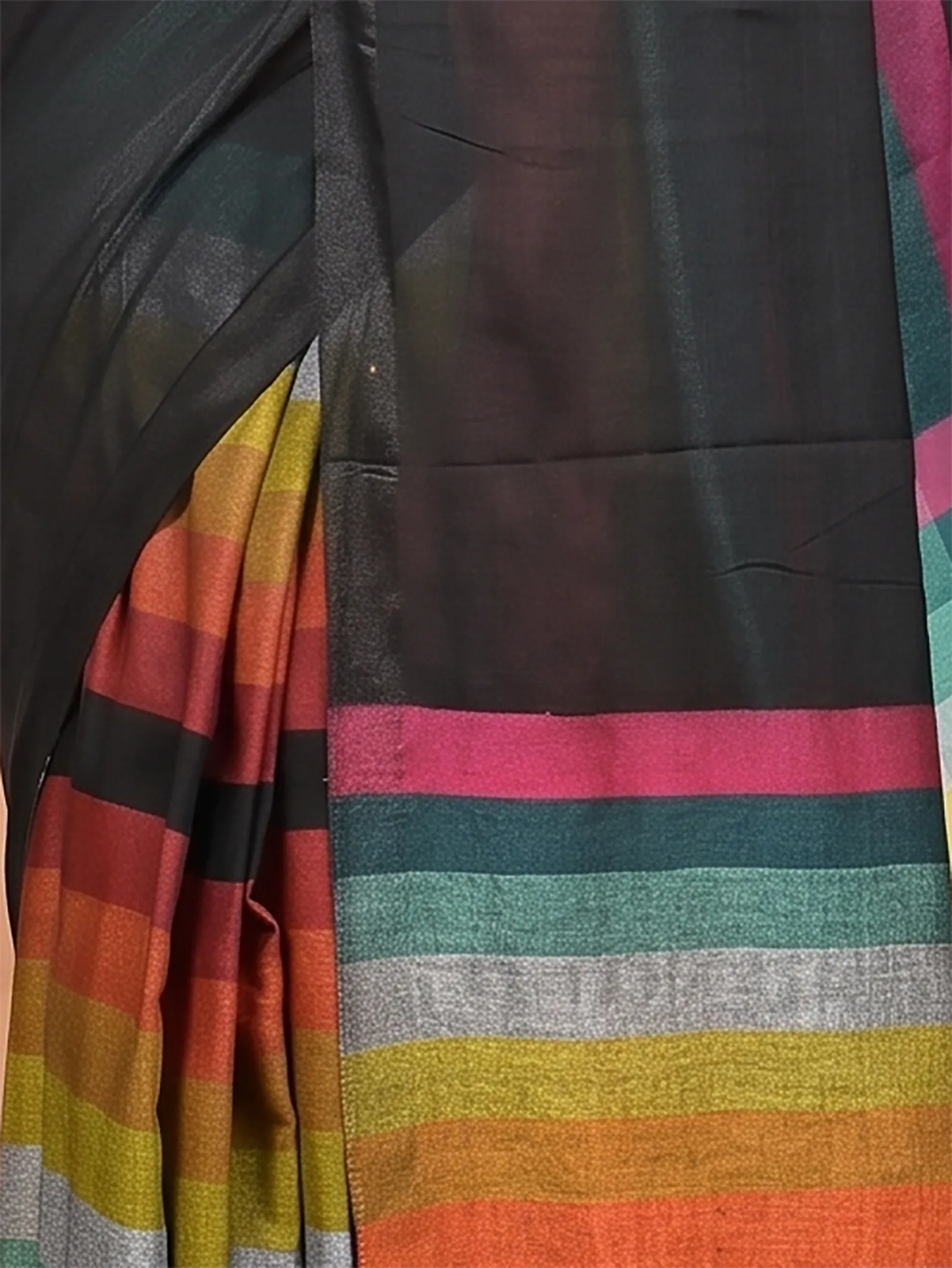 DipDiya Khadi Cotton  Traditional Bengali Black Artisan Crafted Sounur Handloom Saree