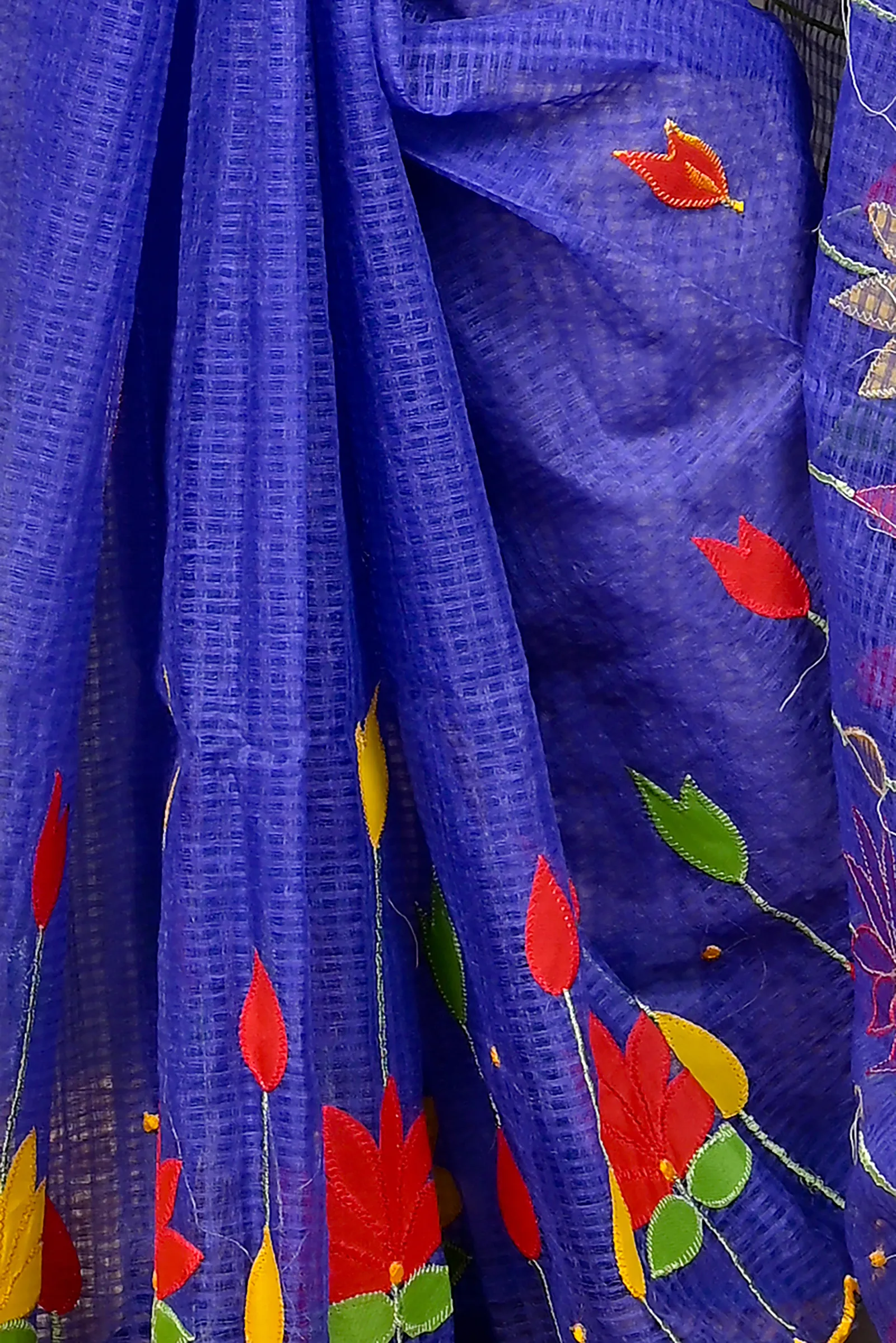 DipDiya Kota Cotton Naby Blue Parva Rooted in Bengal Kota Applique Sarees