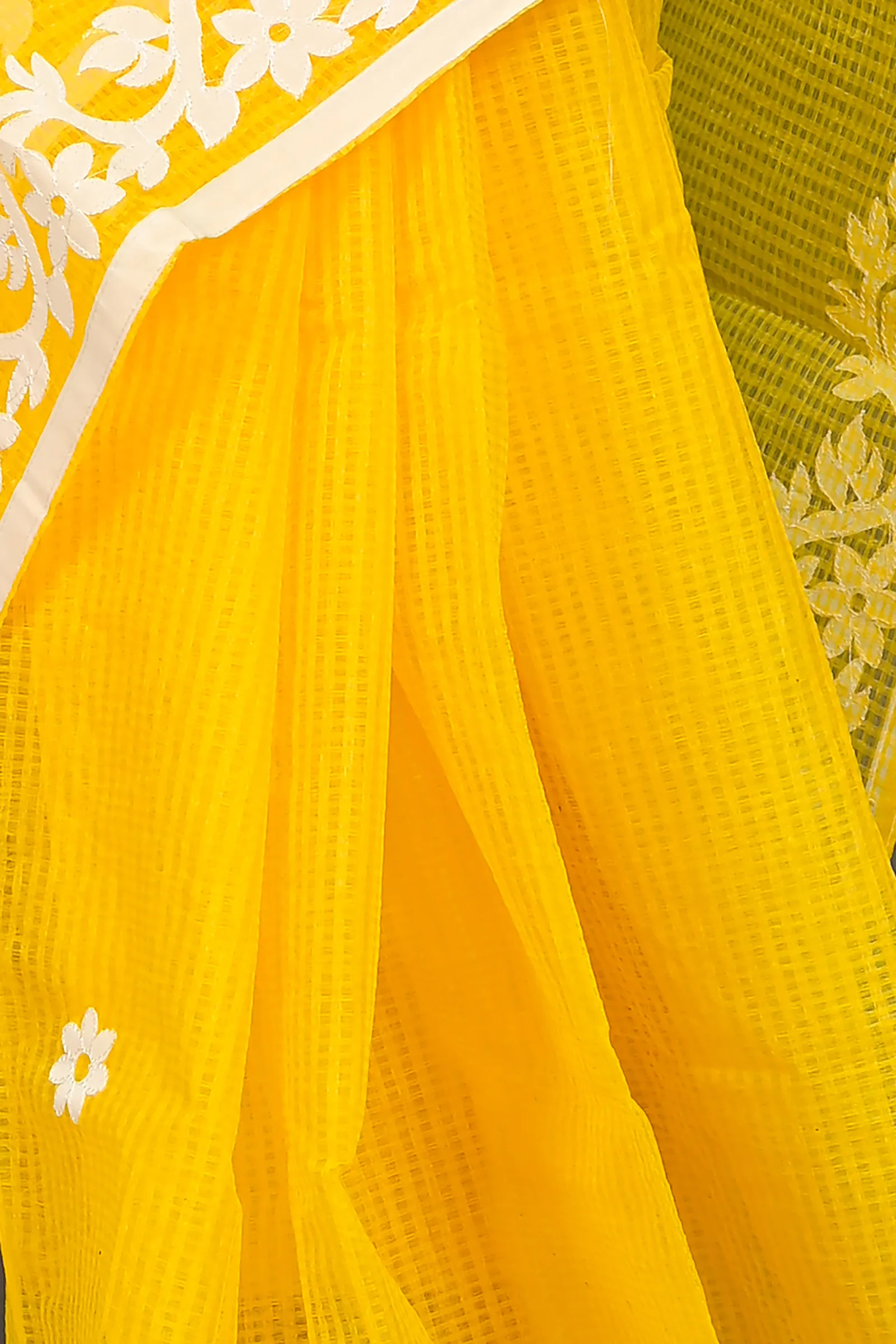 DipDiya Kota Cotton Yellow Parvani Weaves with a Story Kota Applique Sarees