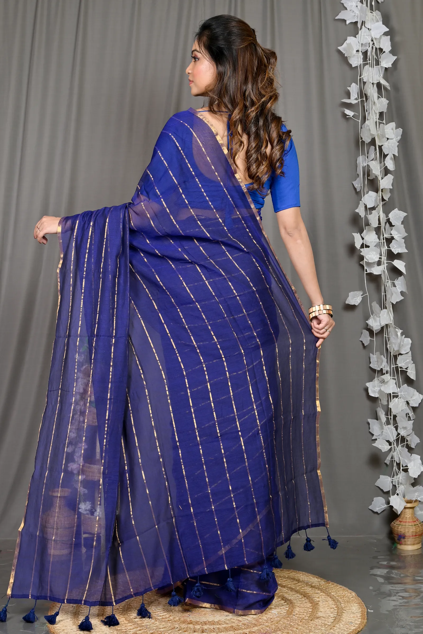 DipDiya Mal Cotton Blue Pari Heritage Elegance Handloom Sarees