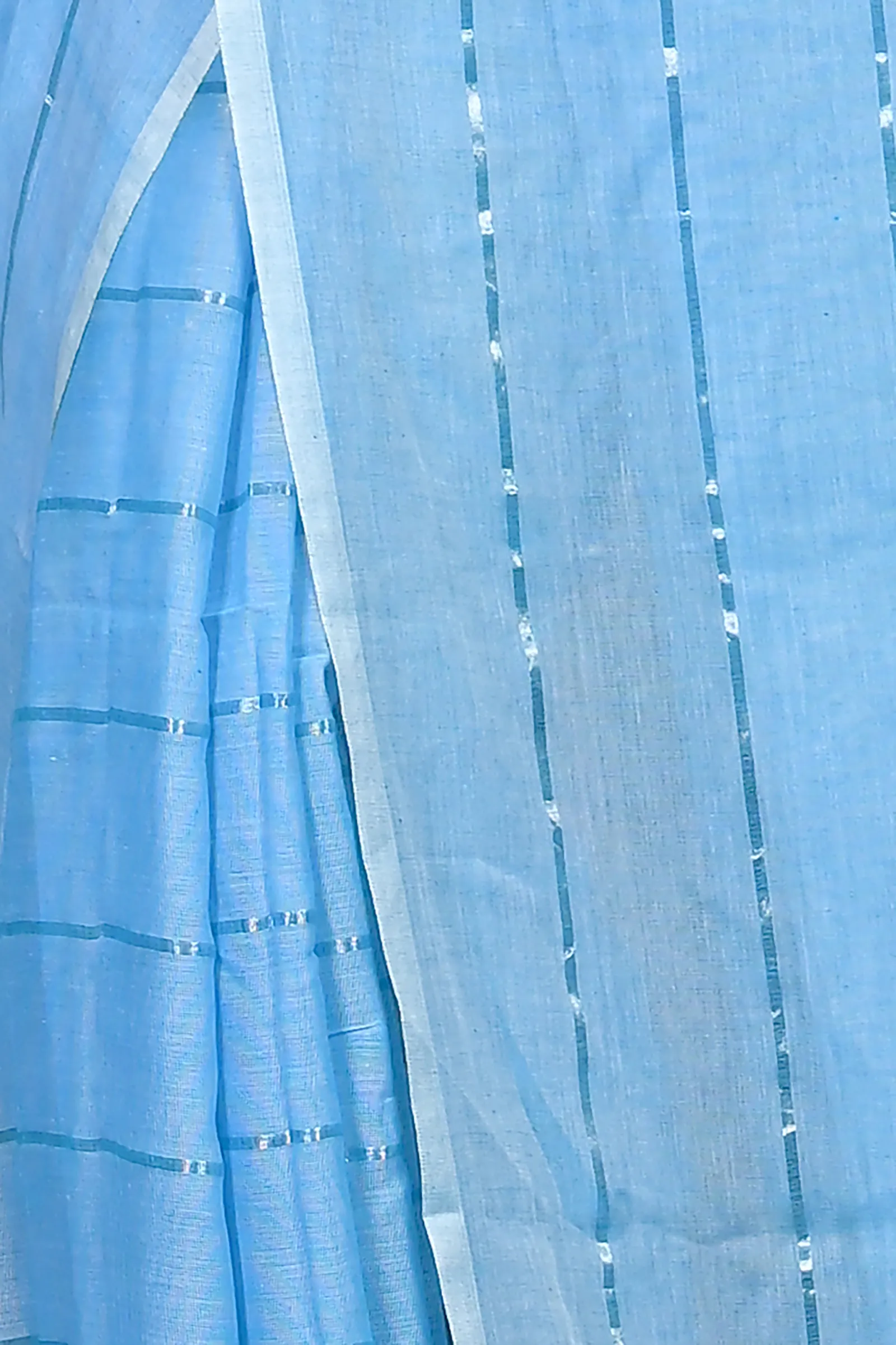 DipDiya Mal Cotton Sky Blue Pari Grace of Bengal Handloom Sarees