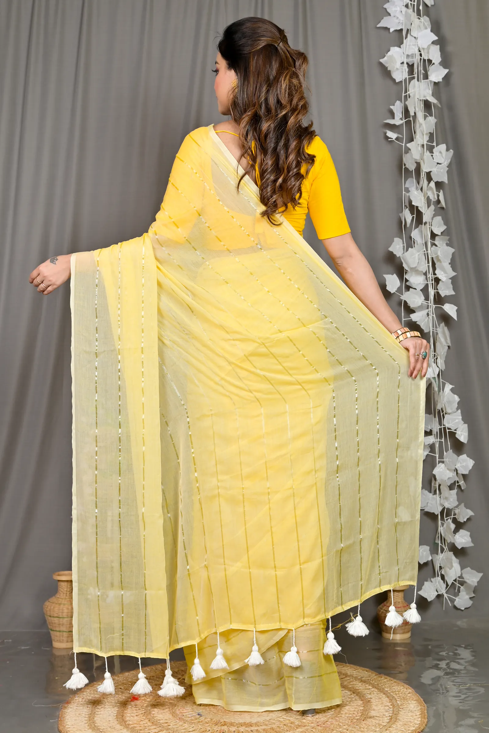 DipDiya Mal Cotton Yellow Pari Heritage of Bengal Handloom Sarees