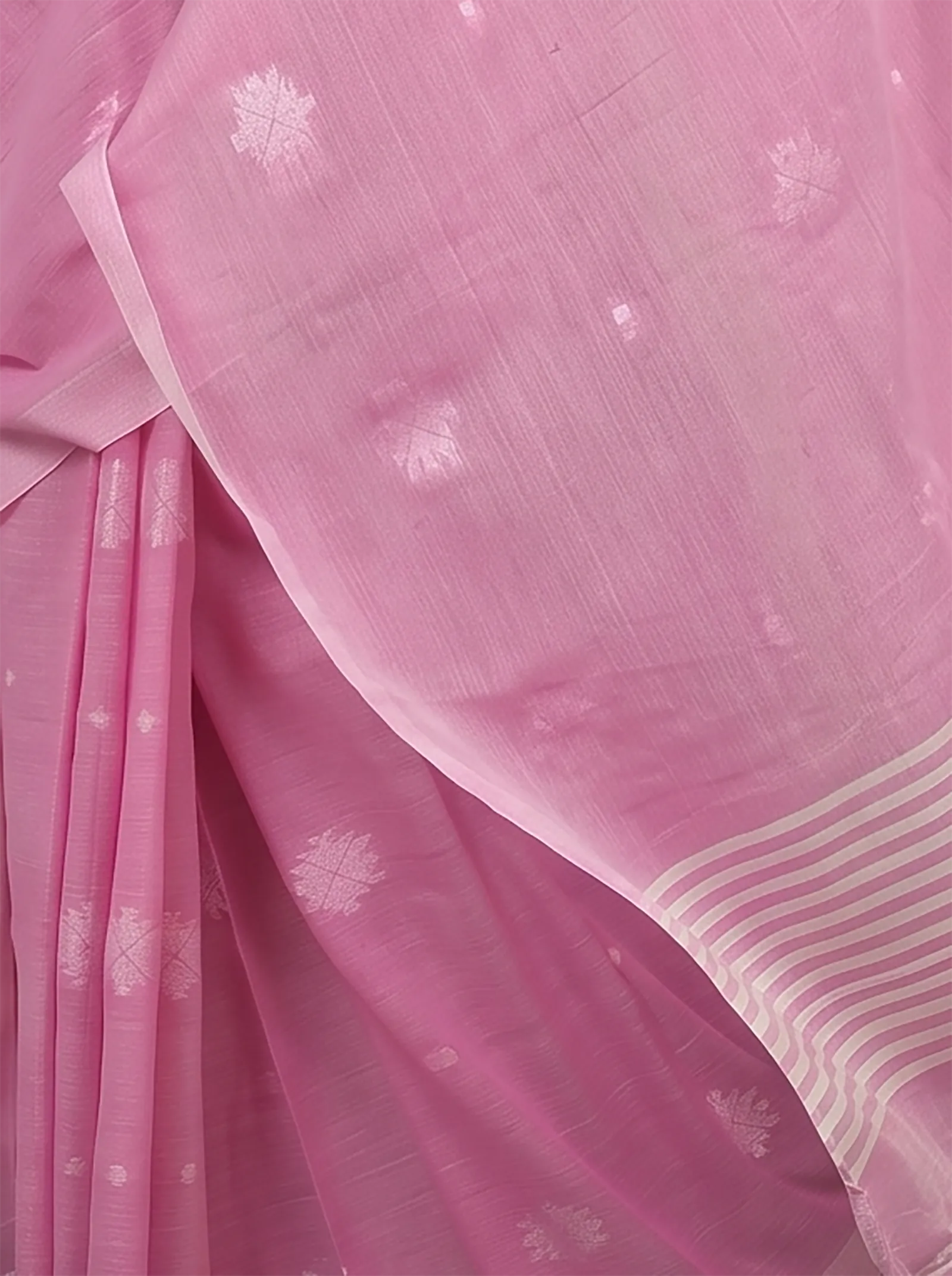 DipDiya Pure Cotton  Artisan Crafted Pastel Pink Traditional Bengali Achbu Handloom Saree