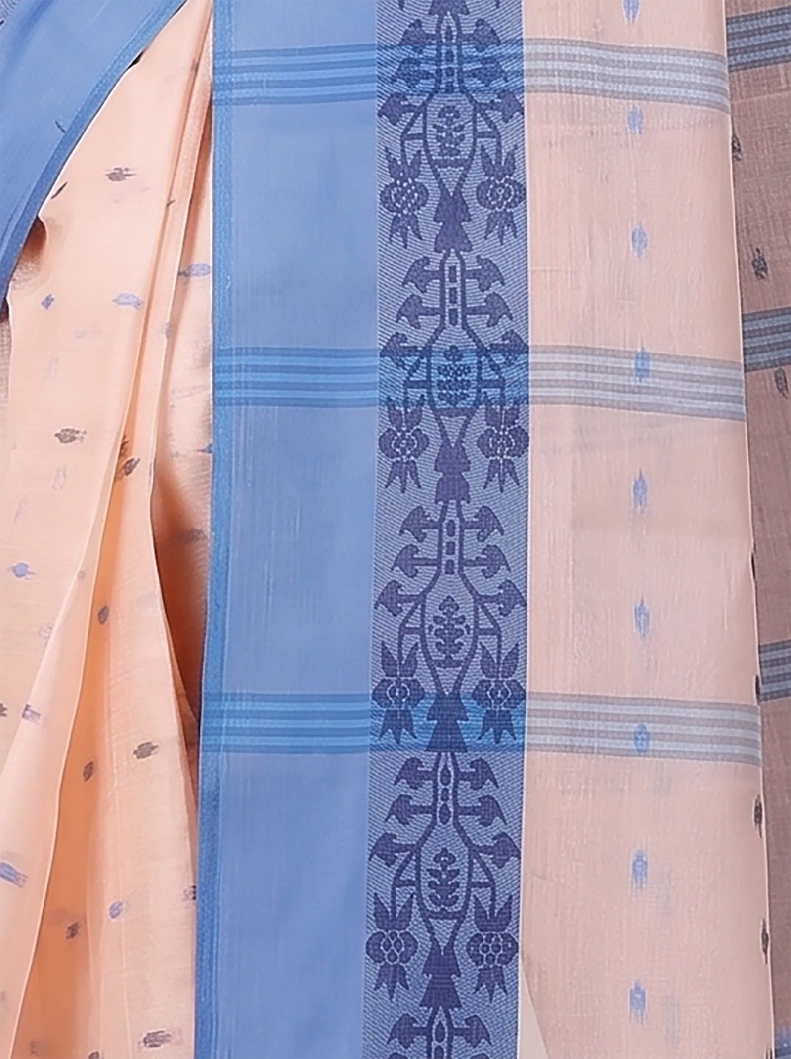 DipDiya Pure Cotton  Artisan Crafted Peach Traditional Bengali Apurva Tant Saree