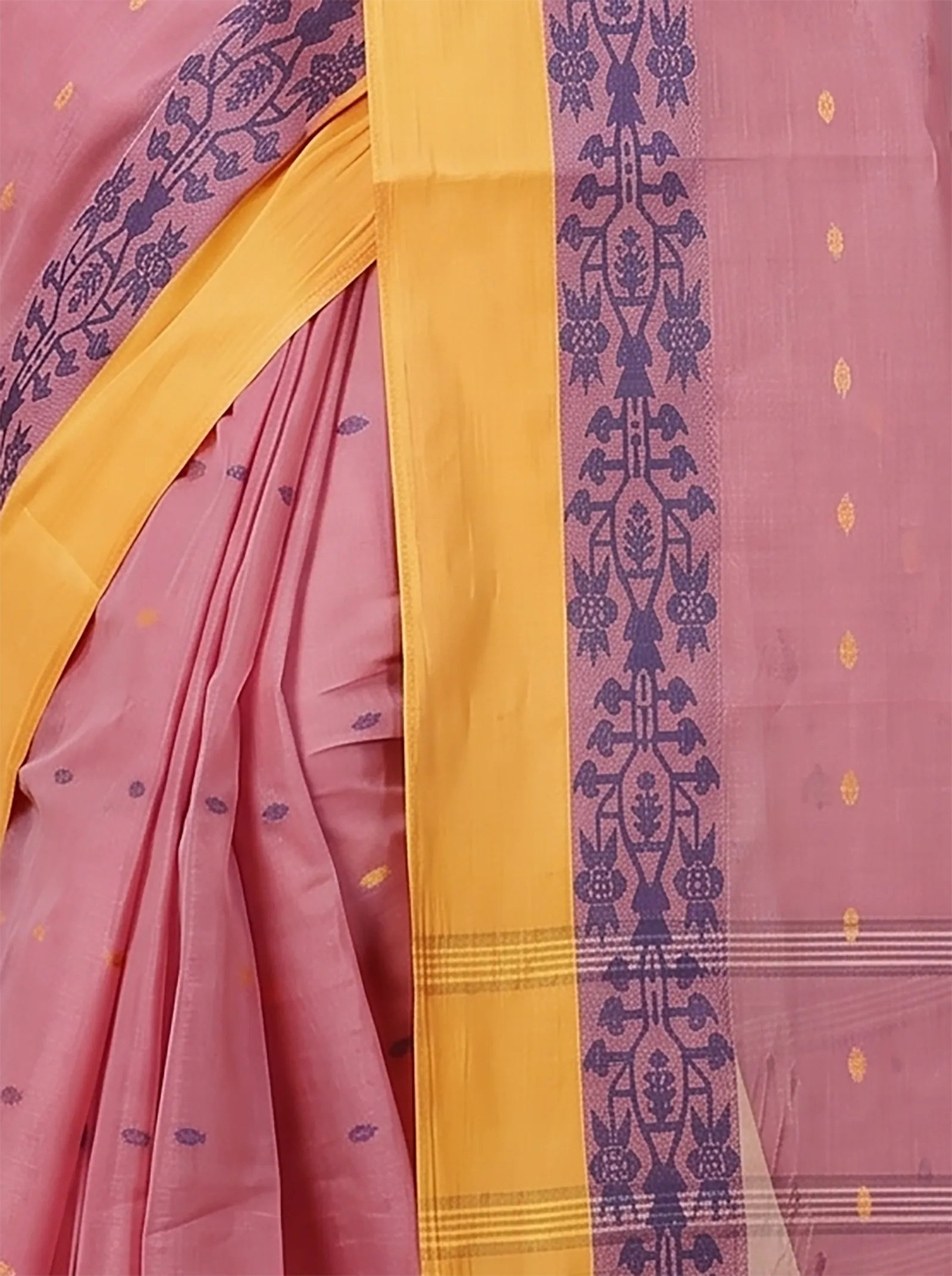 DipDiya Pure Cotton  Artisan Crafted Peach Traditional Bengali Apurvaa Tant Saree