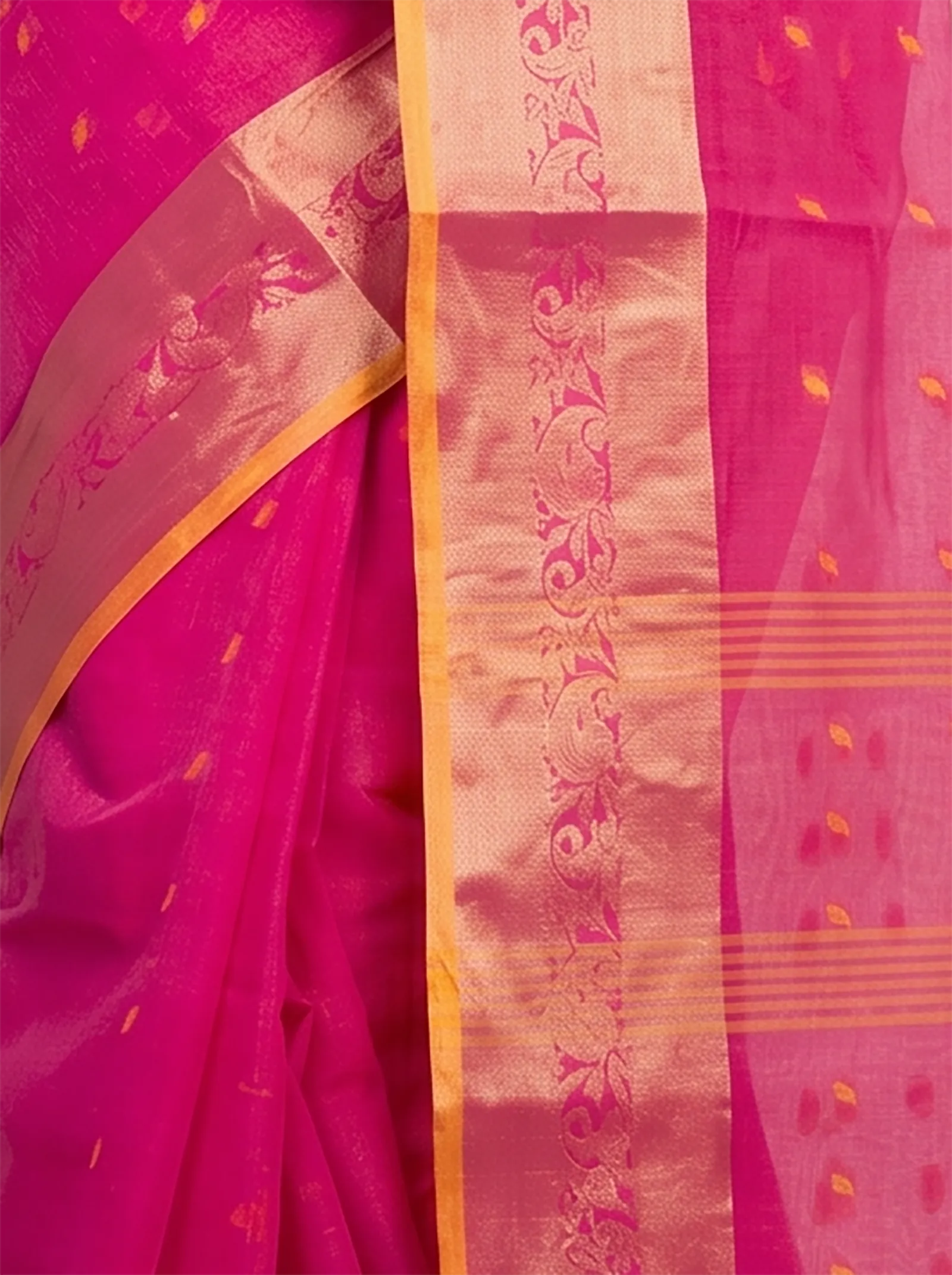 DipDiya Pure Cotton  Artisan Crafted Pink Traditional Bengali Churi Par Tant Saree