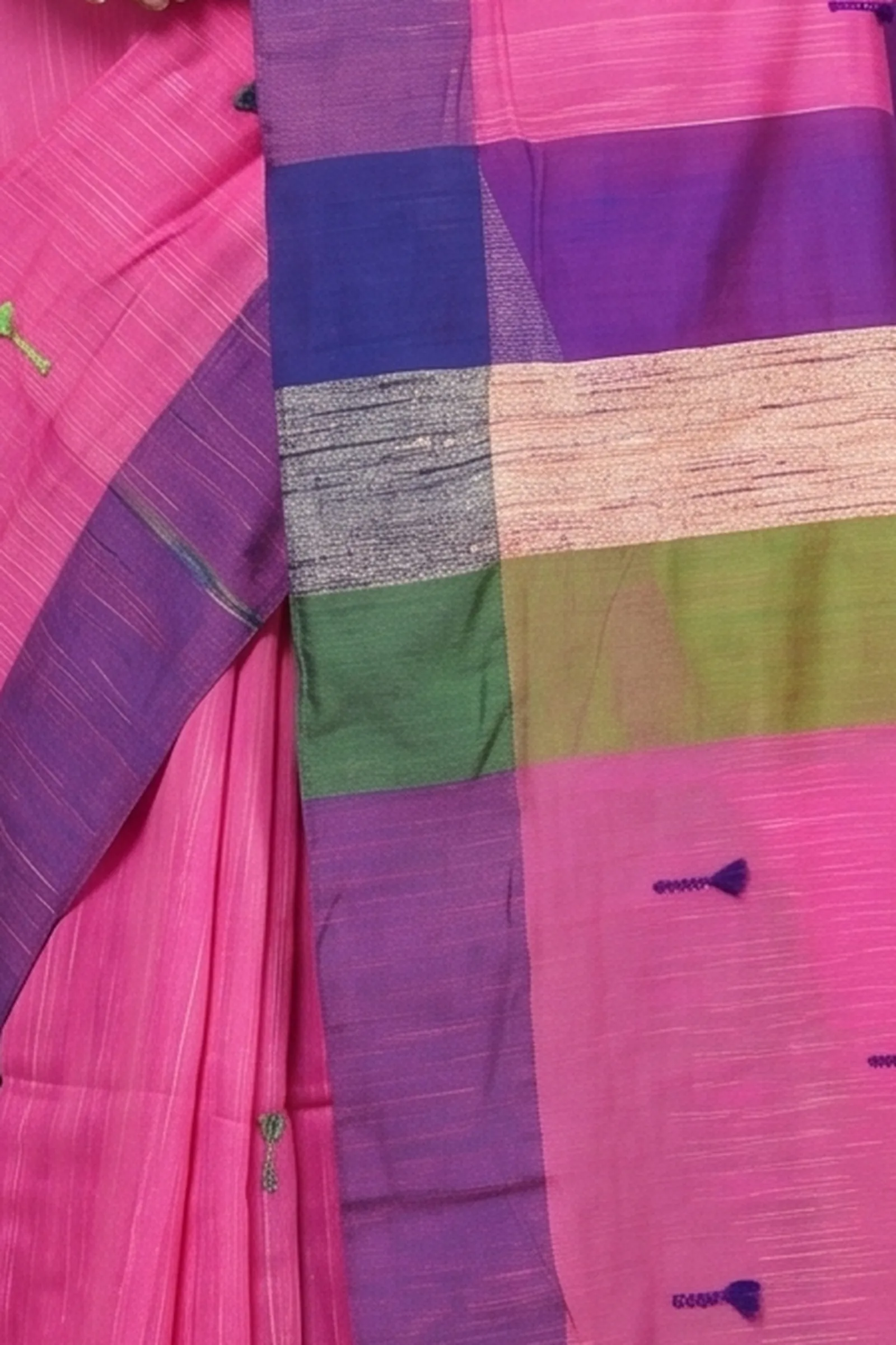 DipDiya Pure Cotton  Artisan Crafted Pink Traditional Bengali Clacial Desigined Handloom Saree