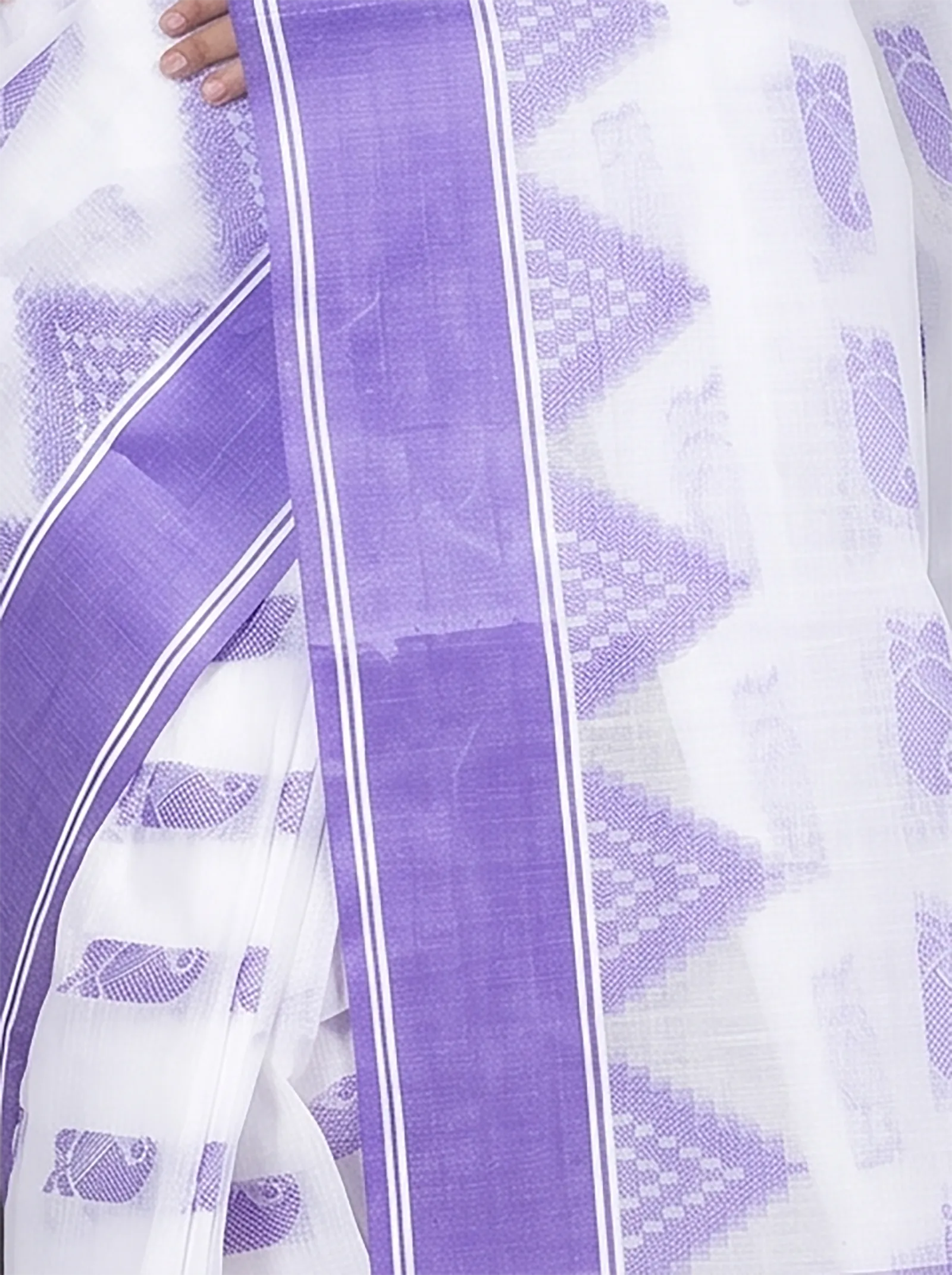 DipDiya Pure Cotton  Artisan Crafted Purple Traditional Bengali Archana Tant Saree