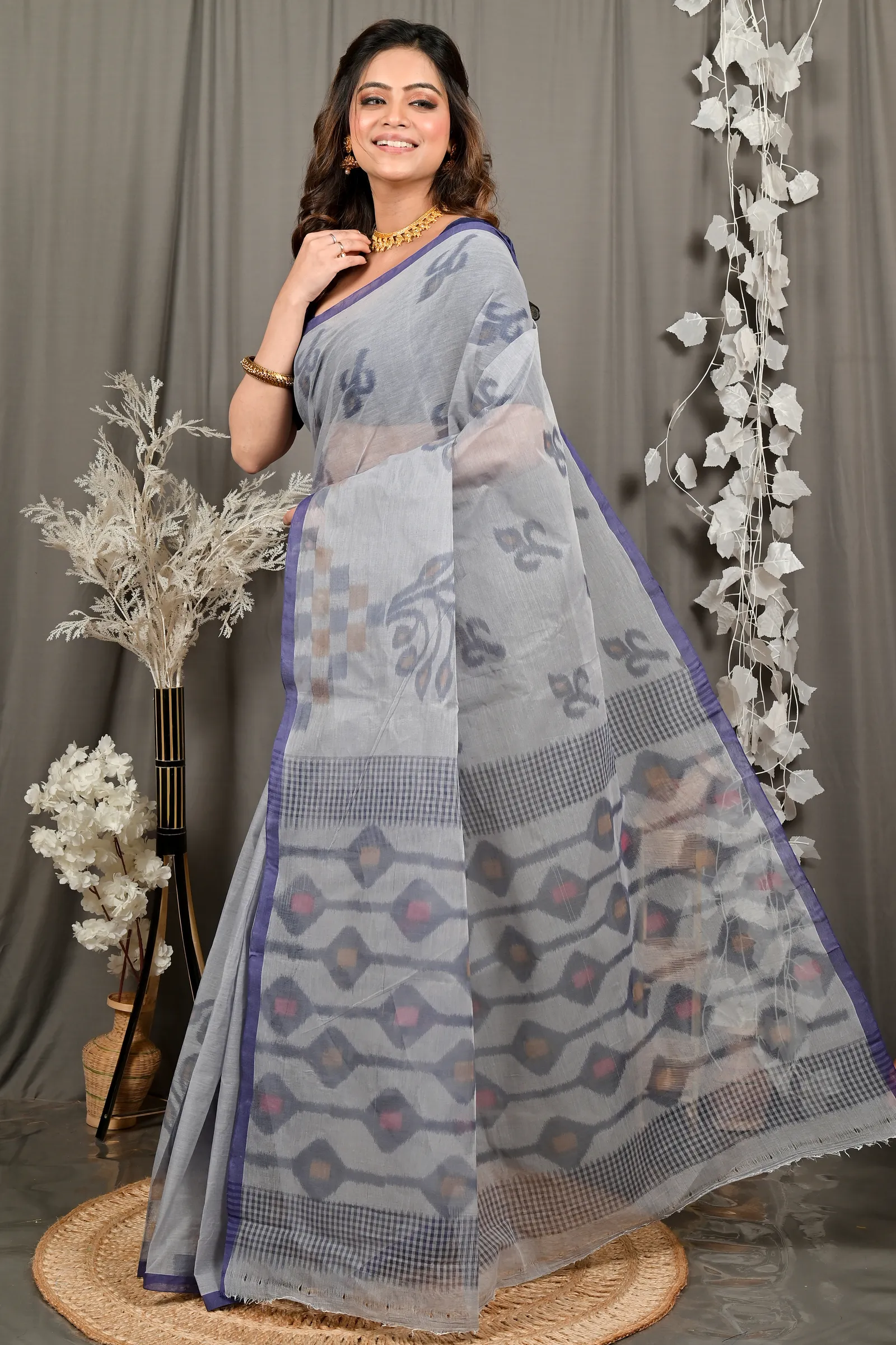 DipDiya Pure Cotton Assh Dipui Traditional Elegance Printed Tant Sarees