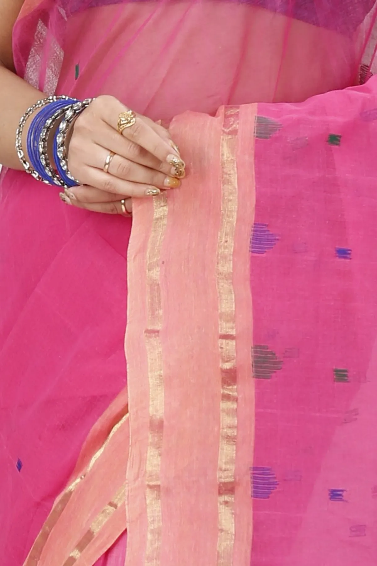 DipDiya Pure Cotton Baby Pink Metu Bengal’s Tradition Tant Sarees