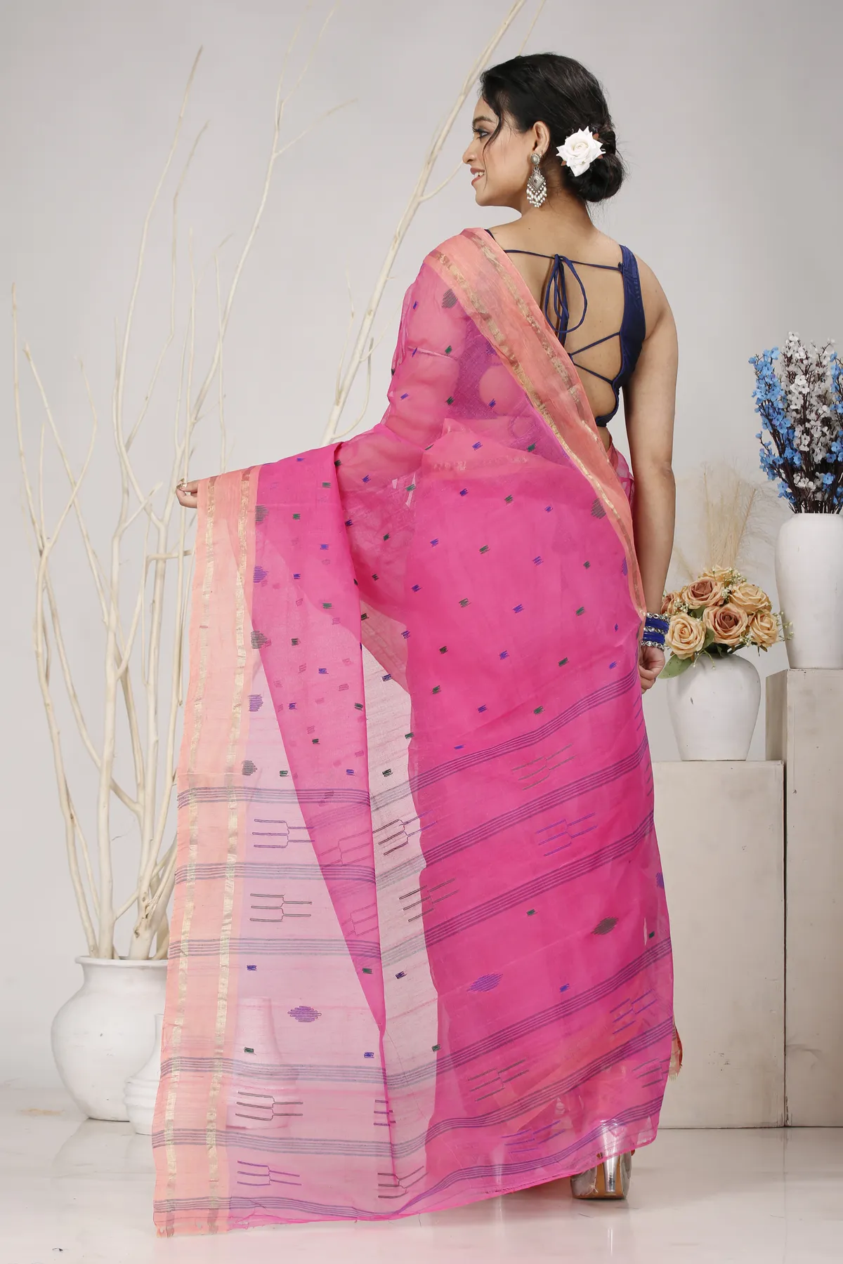 DipDiya Pure Cotton Baby Pink Metu Bengal’s Tradition Tant Sarees