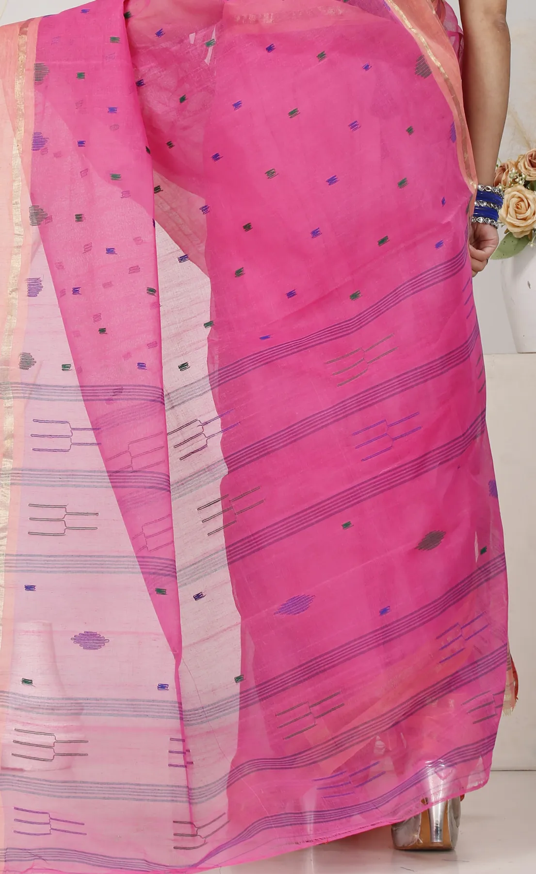 DipDiya Pure Cotton Baby Pink Metu Bengal’s Tradition Tant Sarees