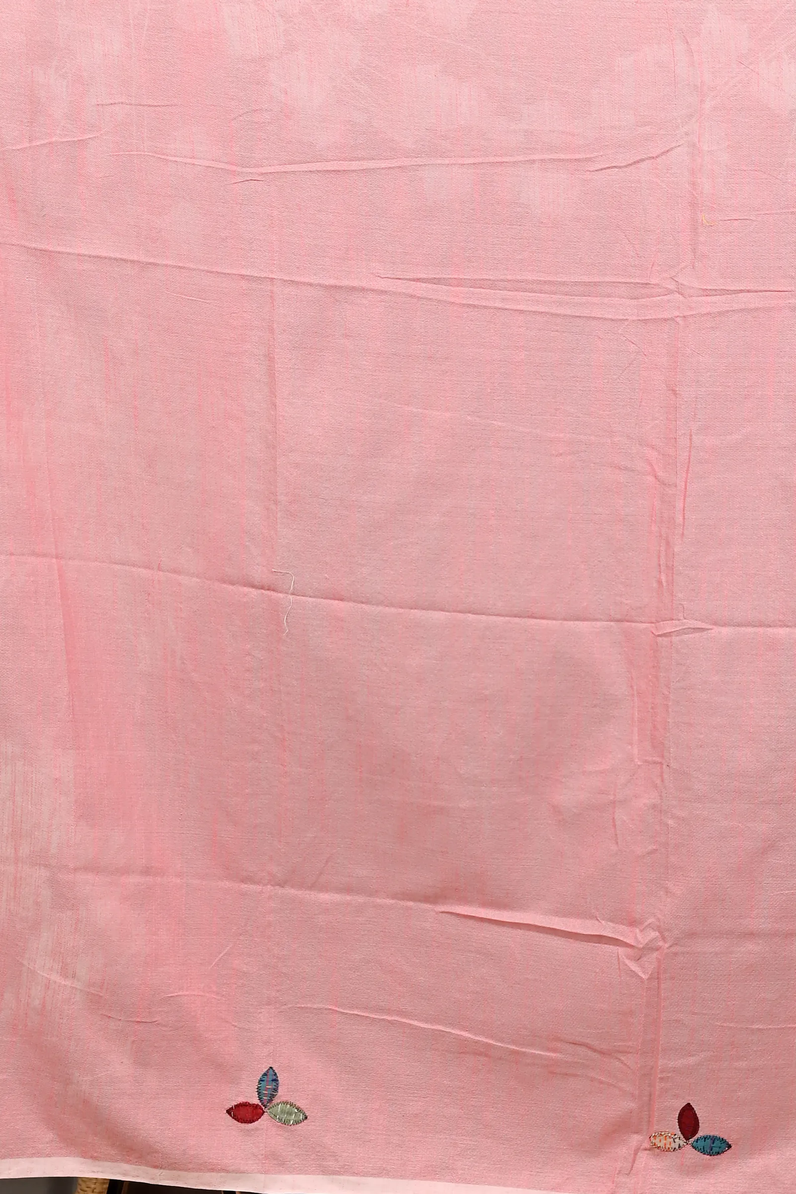 DipDiya Pure Cotton Baby Pink Pakhi Heritage You Can Wear Kantha Stitch Sarees