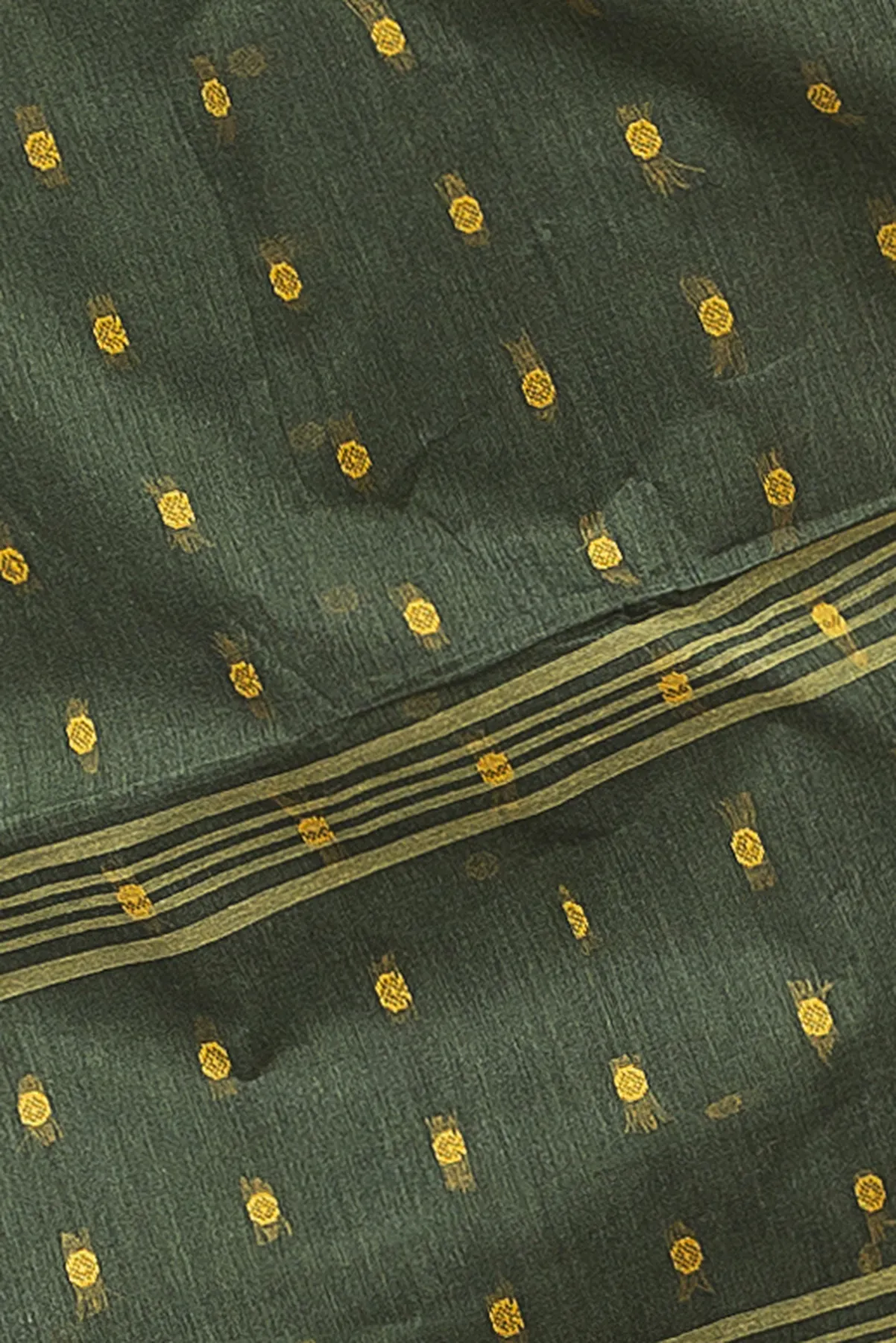 DipDiya Pure Cotton Beige Alpona Handcrafted Elegance Tant Sarees