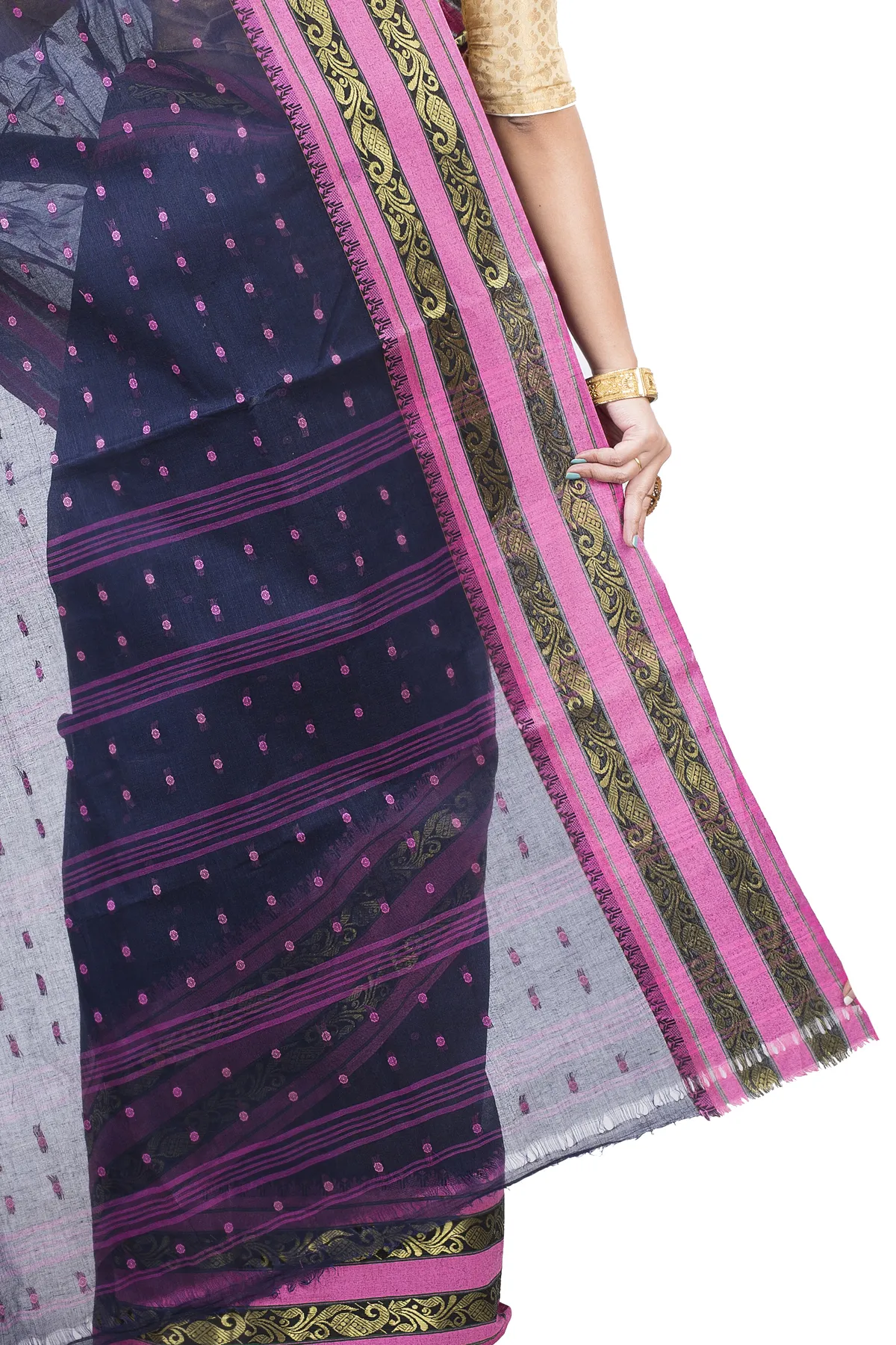 DipDiya Pure Cotton Beige Alpona Heritage Elegance Tant Sarees