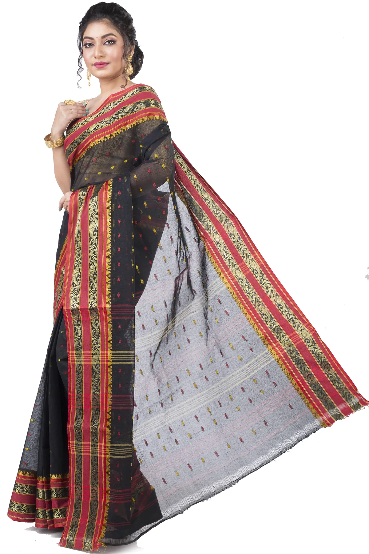 DipDiya Pure Cotton Beige Alpona Heritage of Bengal Tant Sarees