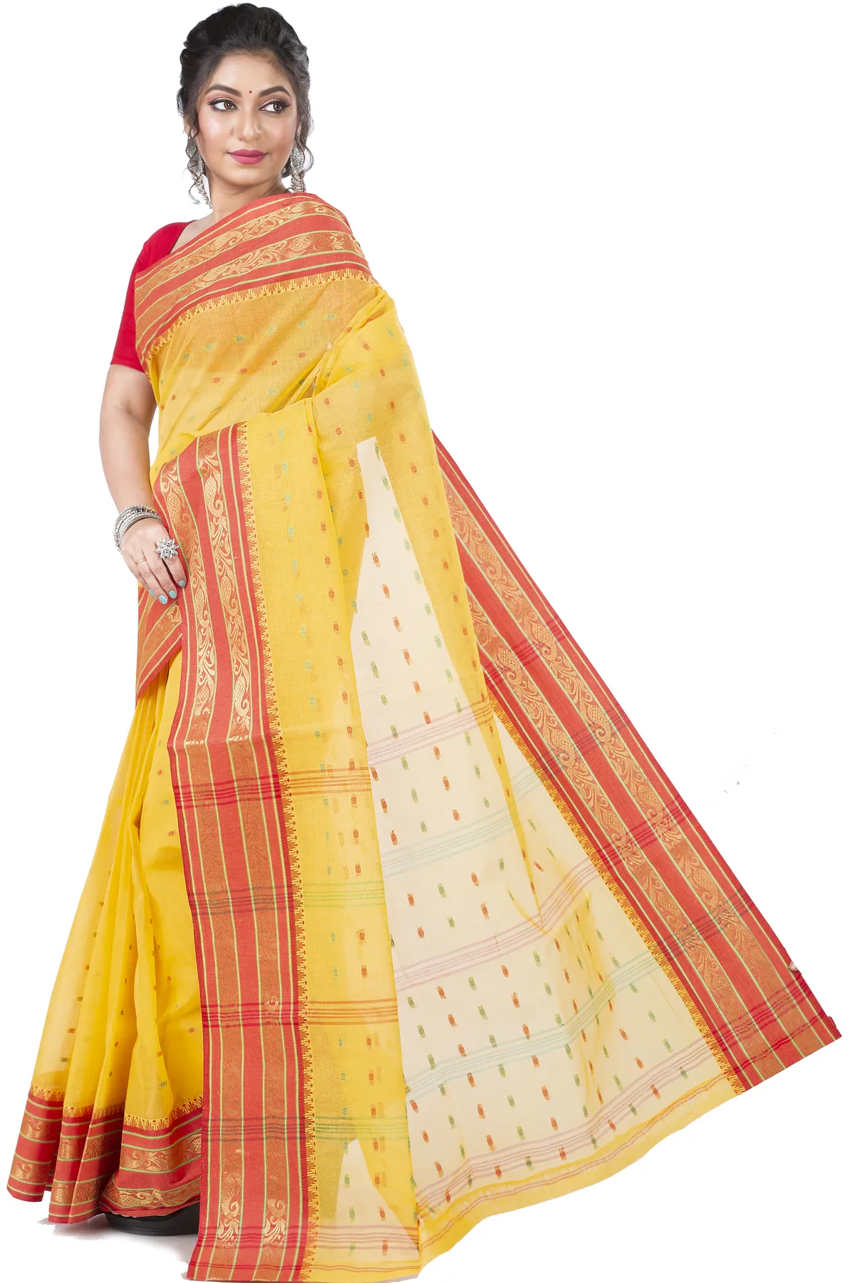 DipDiya Pure Cotton Beige Alpona Heritage You Can Wear Tant Sarees