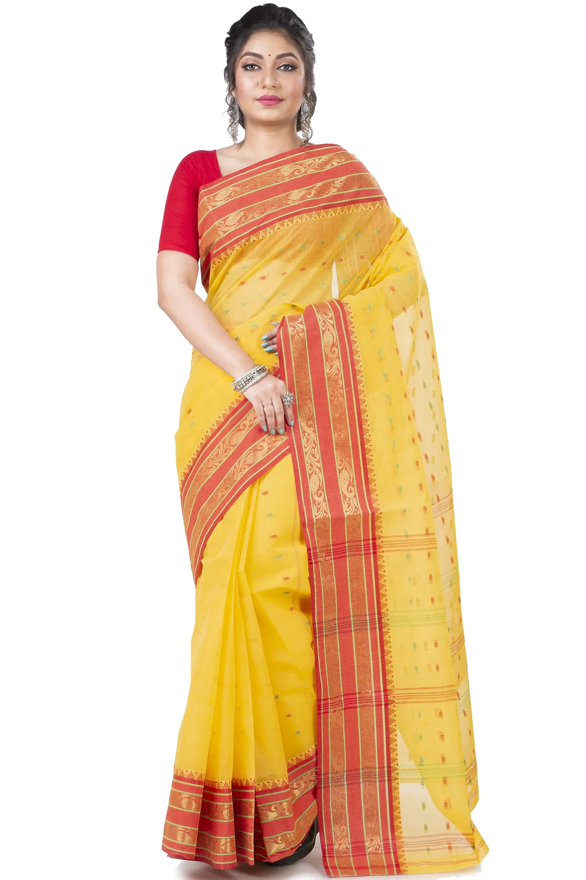 DipDiya Pure Cotton Beige Alpona Heritage You Can Wear Tant Sarees