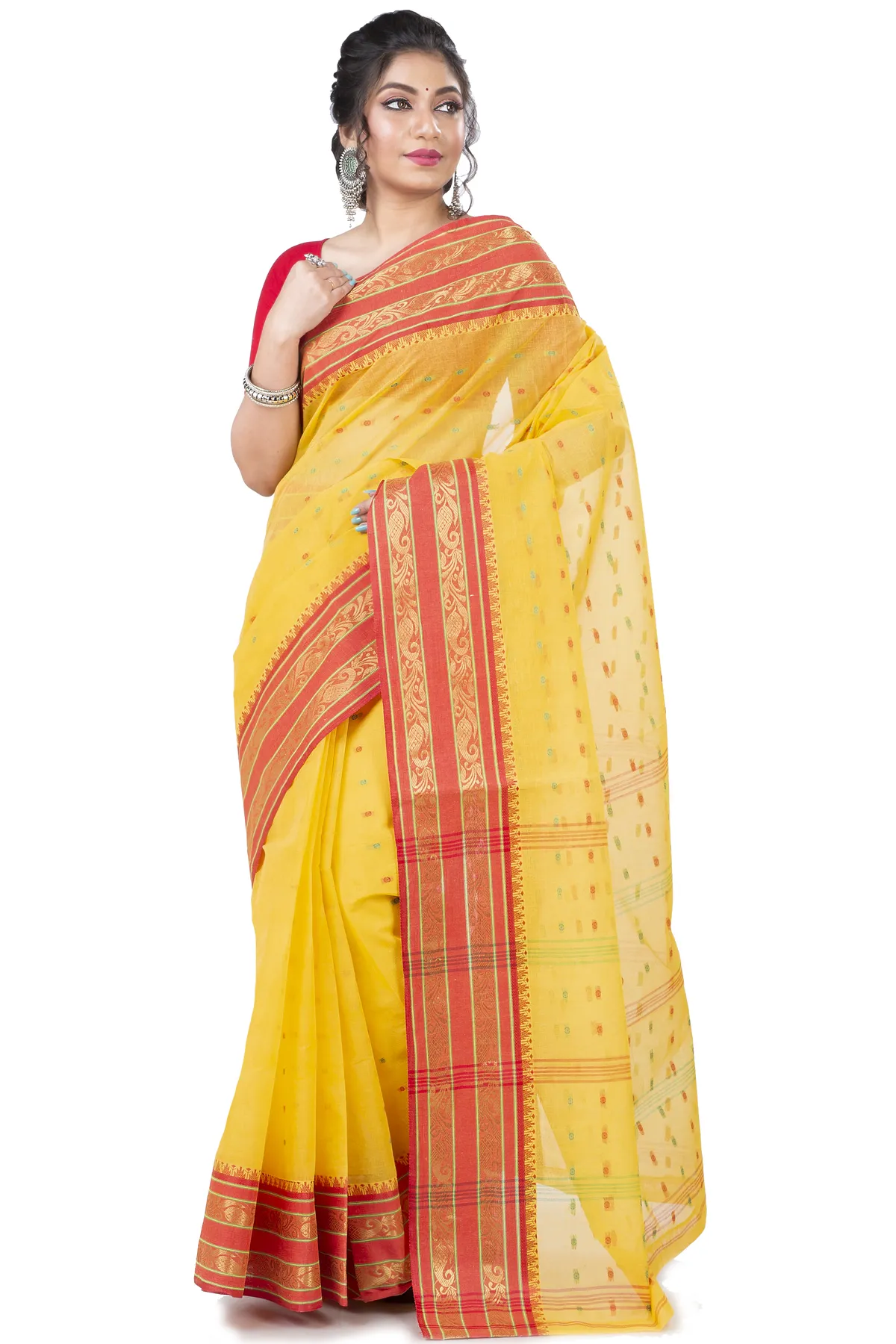 DipDiya Pure Cotton Beige Alpona Heritage You Can Wear Tant Sarees
