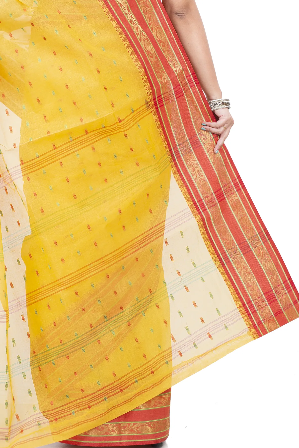 DipDiya Pure Cotton Beige Alpona Heritage You Can Wear Tant Sarees