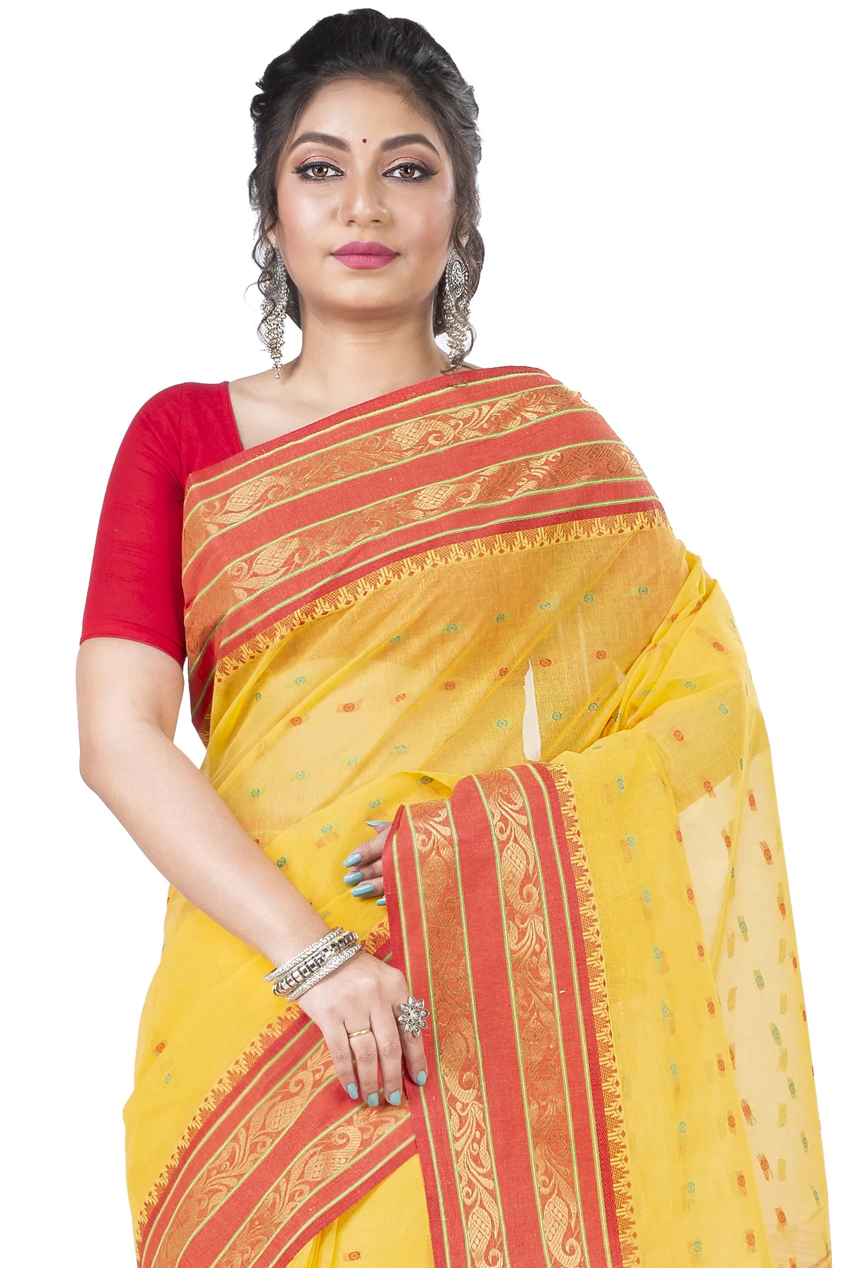 DipDiya Pure Cotton Beige Alpona Heritage You Can Wear Tant Sarees