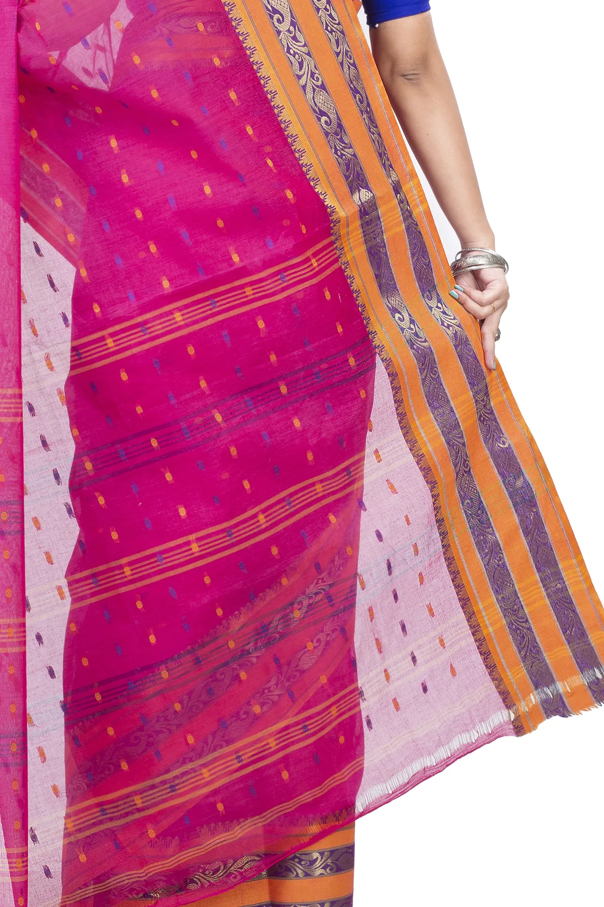 DipDiya Pure Cotton Beige Alpona Loom to Love Tant Sarees