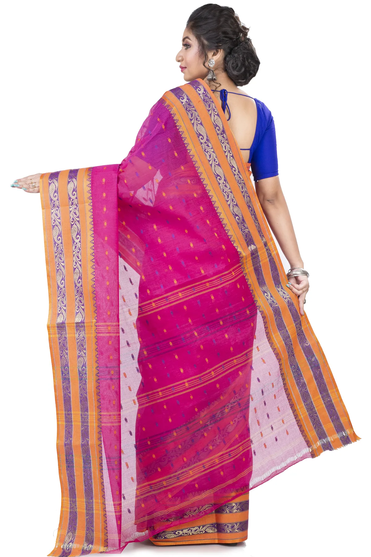 DipDiya Pure Cotton Beige Alpona Loom to Love Tant Sarees