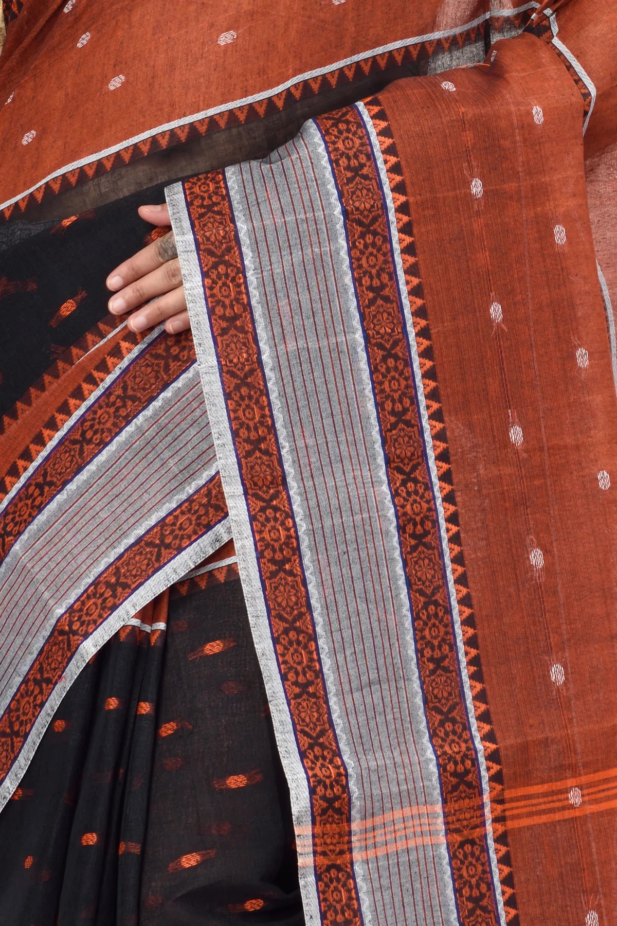 DipDiya Pure Cotton Black Debdash Woven with Tradition Tant Sarees