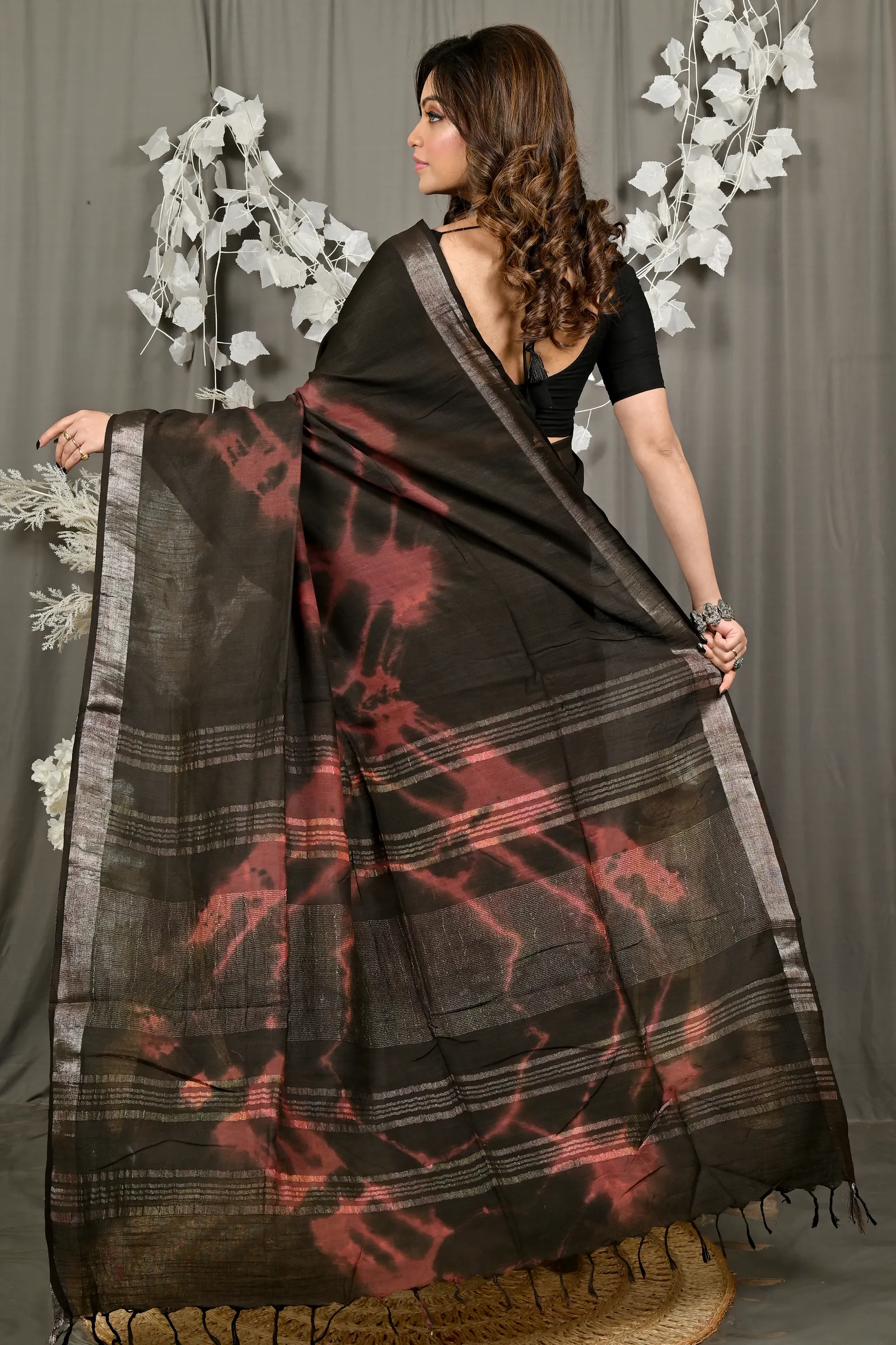 DipDiya Pure Cotton Black Finui Rooted in Bengal Handloom Sarees