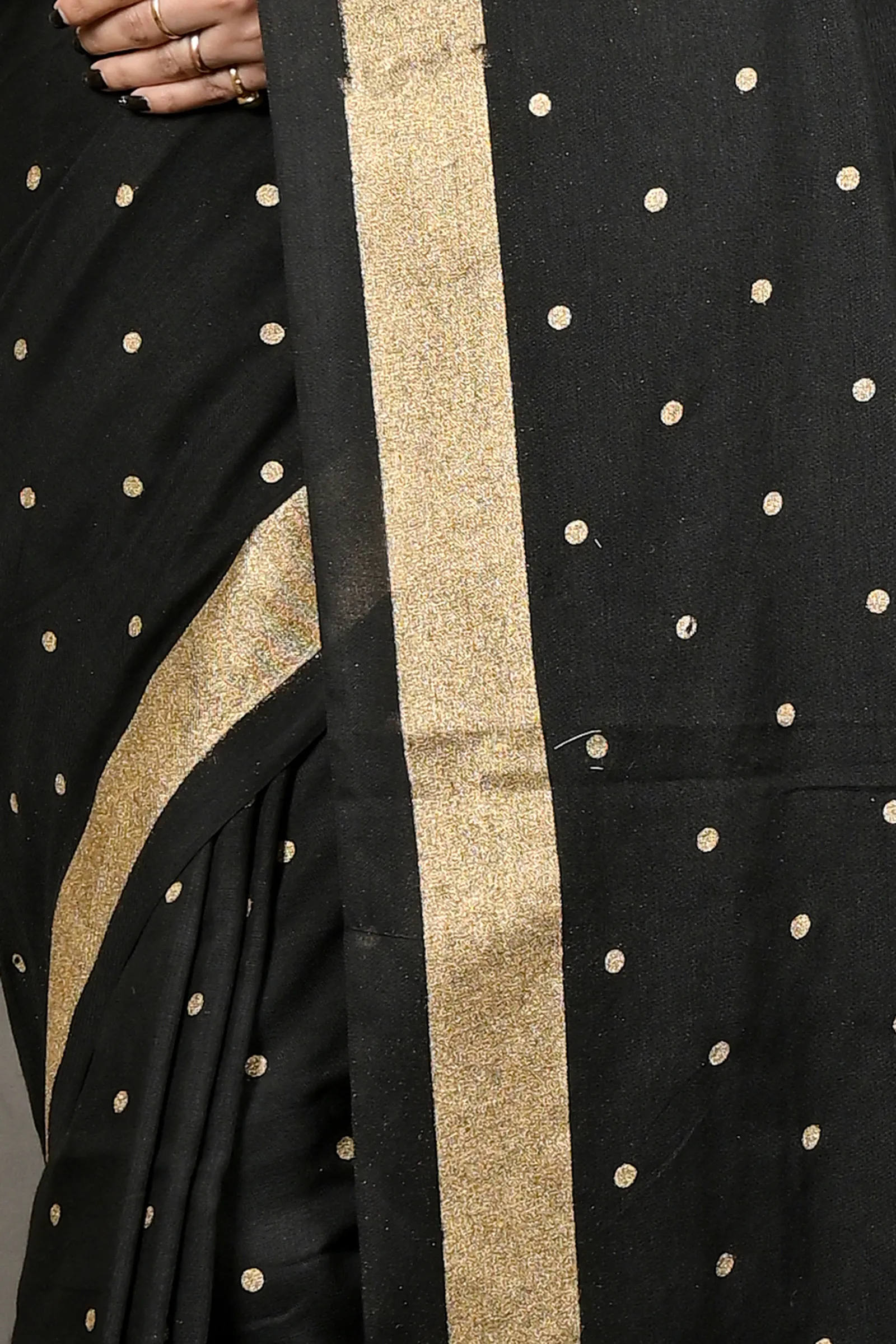 DipDiya Pure Cotton Black Foyma Threads of Tradition Printed Tant Sarees