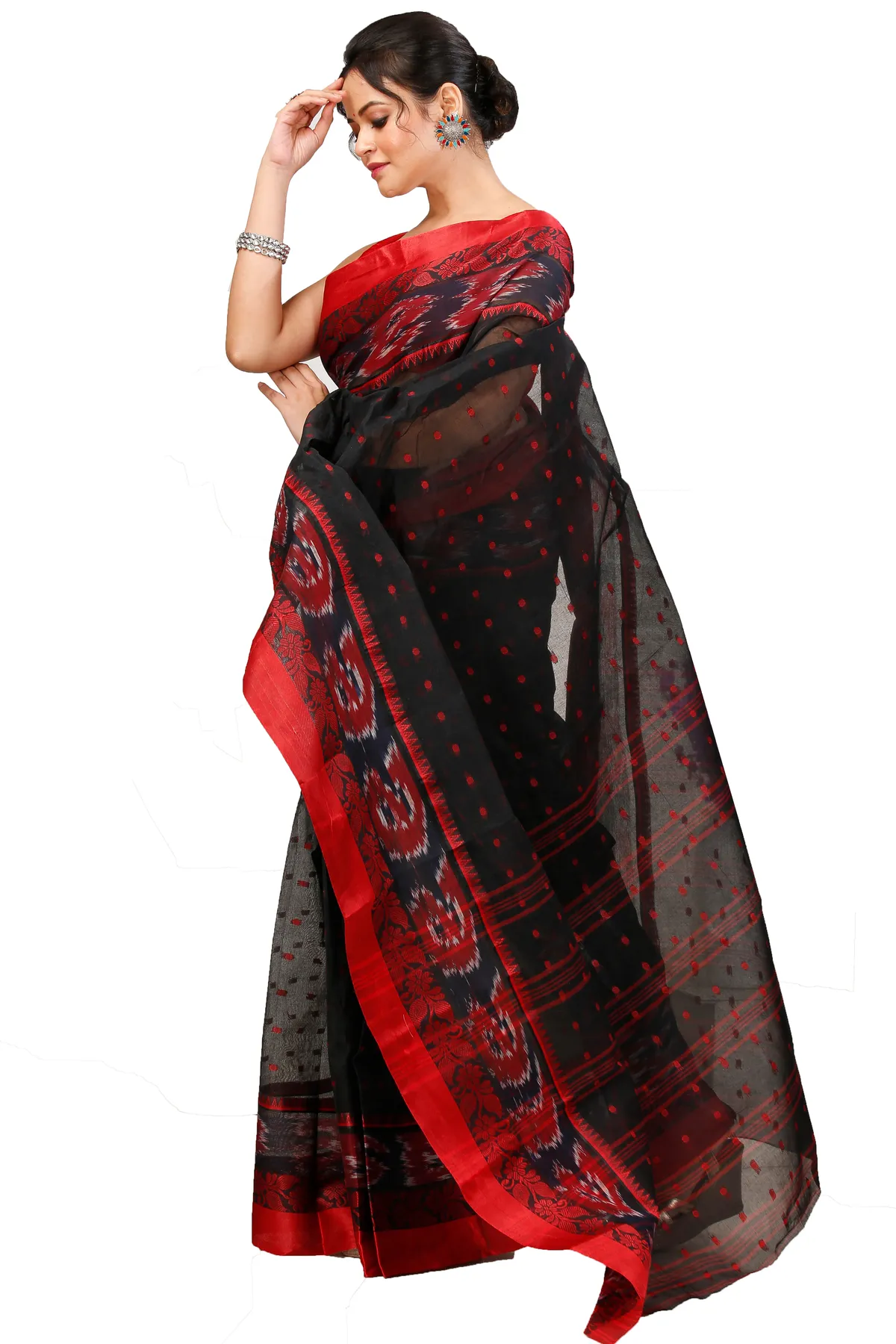 DipDiya Pure Cotton Black Moli Heritage Elegance Tant Sarees