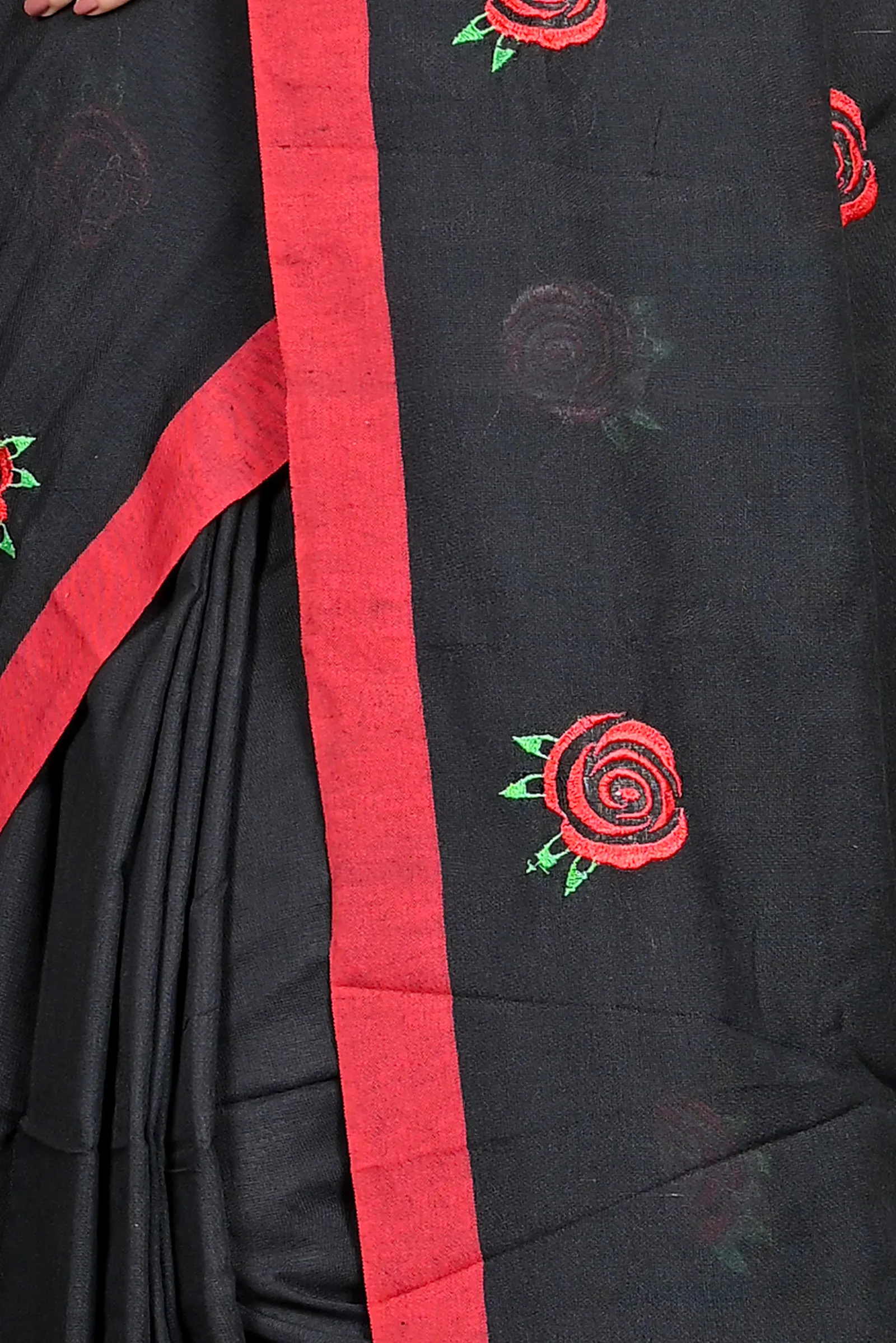 DipDiya Pure Cotton Black Parag Wrapped in Heritage Embroidery Handloom sarees