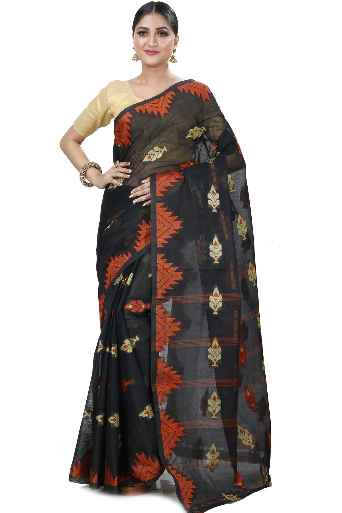 DipDiya Pure Cotton Black Sidra Elegant by Tradition Tant Sarees