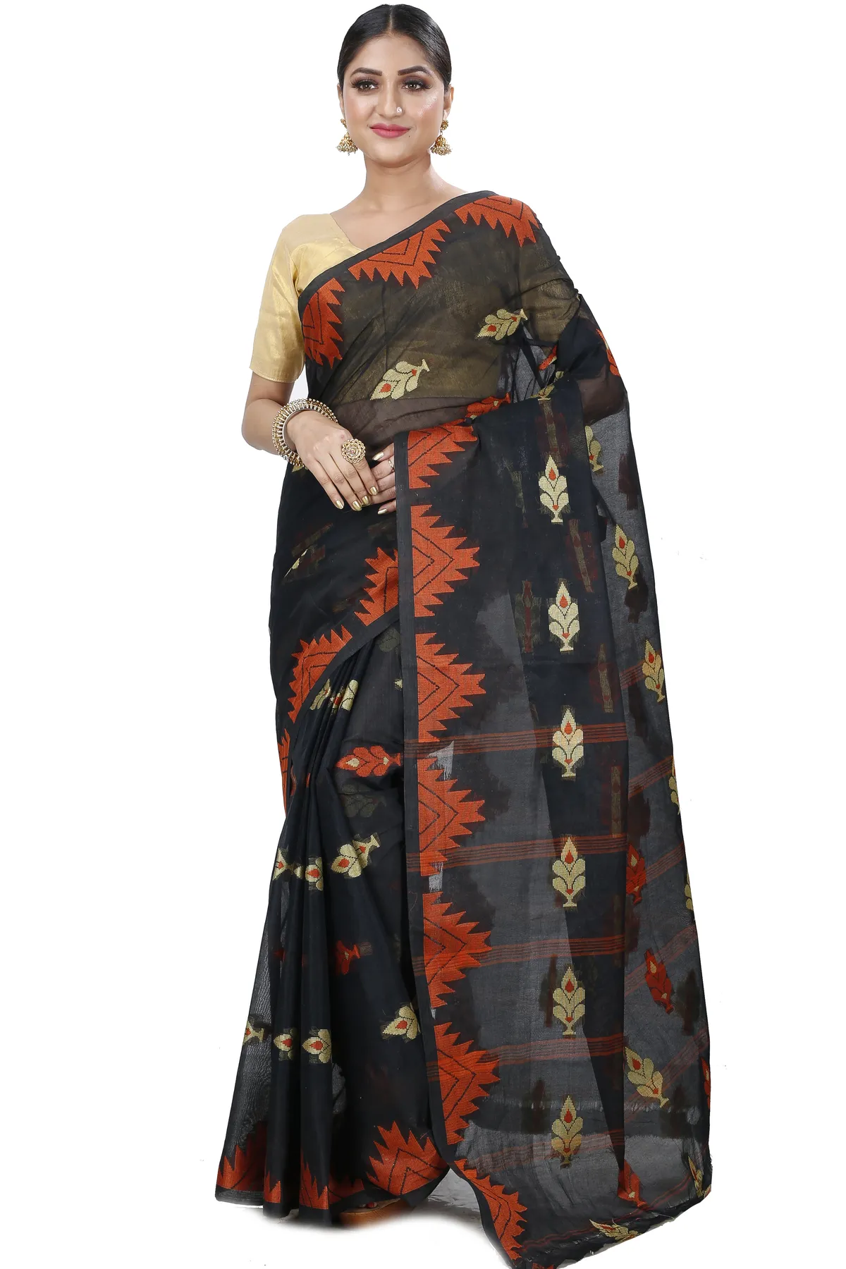 DipDiya Pure Cotton Black Sidra Elegant by Tradition Tant Sarees