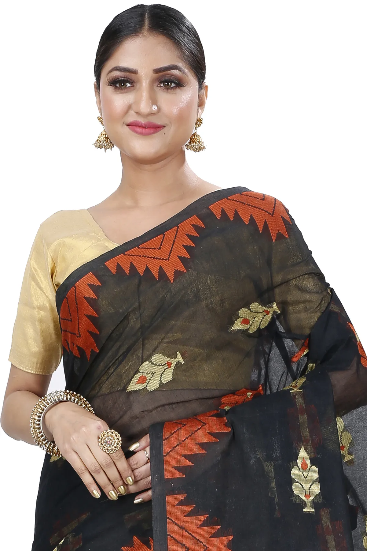 DipDiya Pure Cotton Black Sidra Elegant by Tradition Tant Sarees