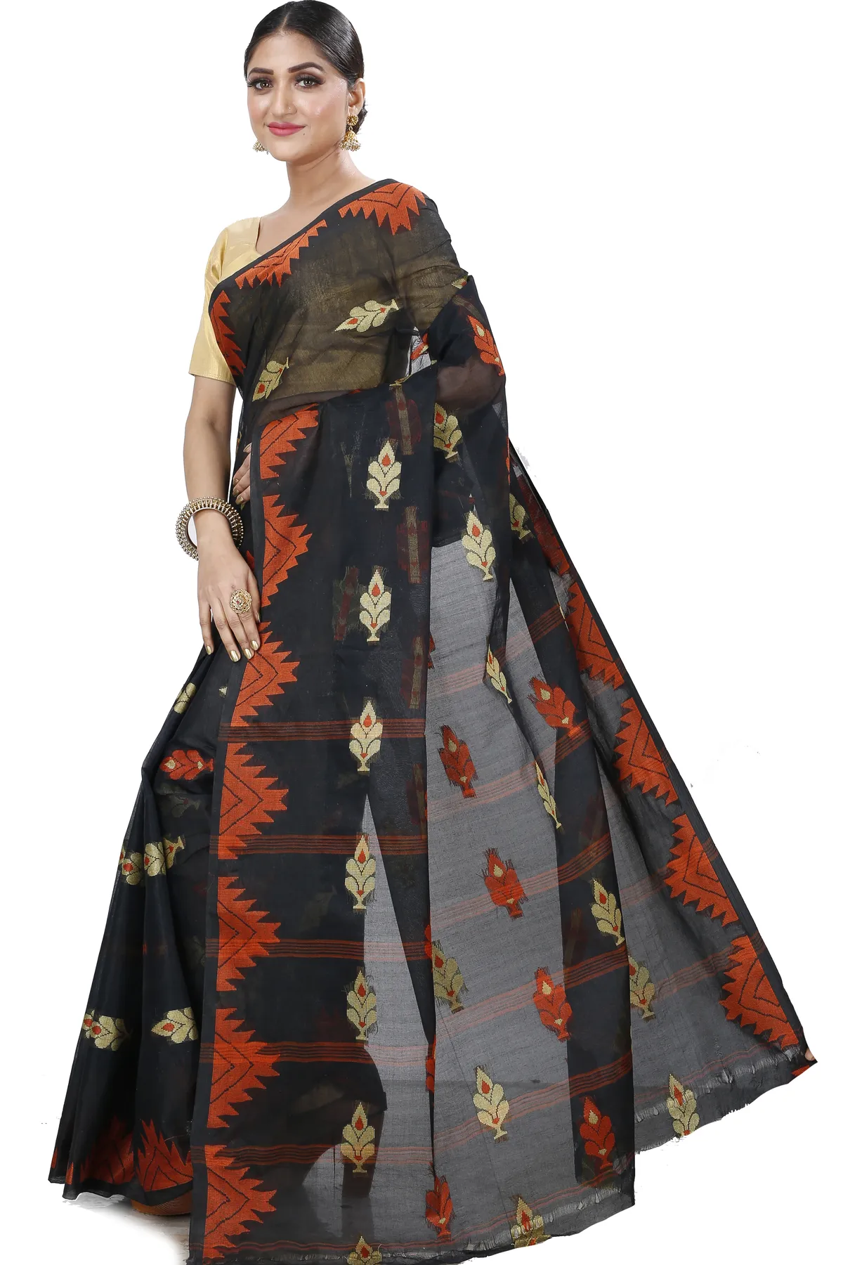 DipDiya Pure Cotton Black Sidra Elegant by Tradition Tant Sarees