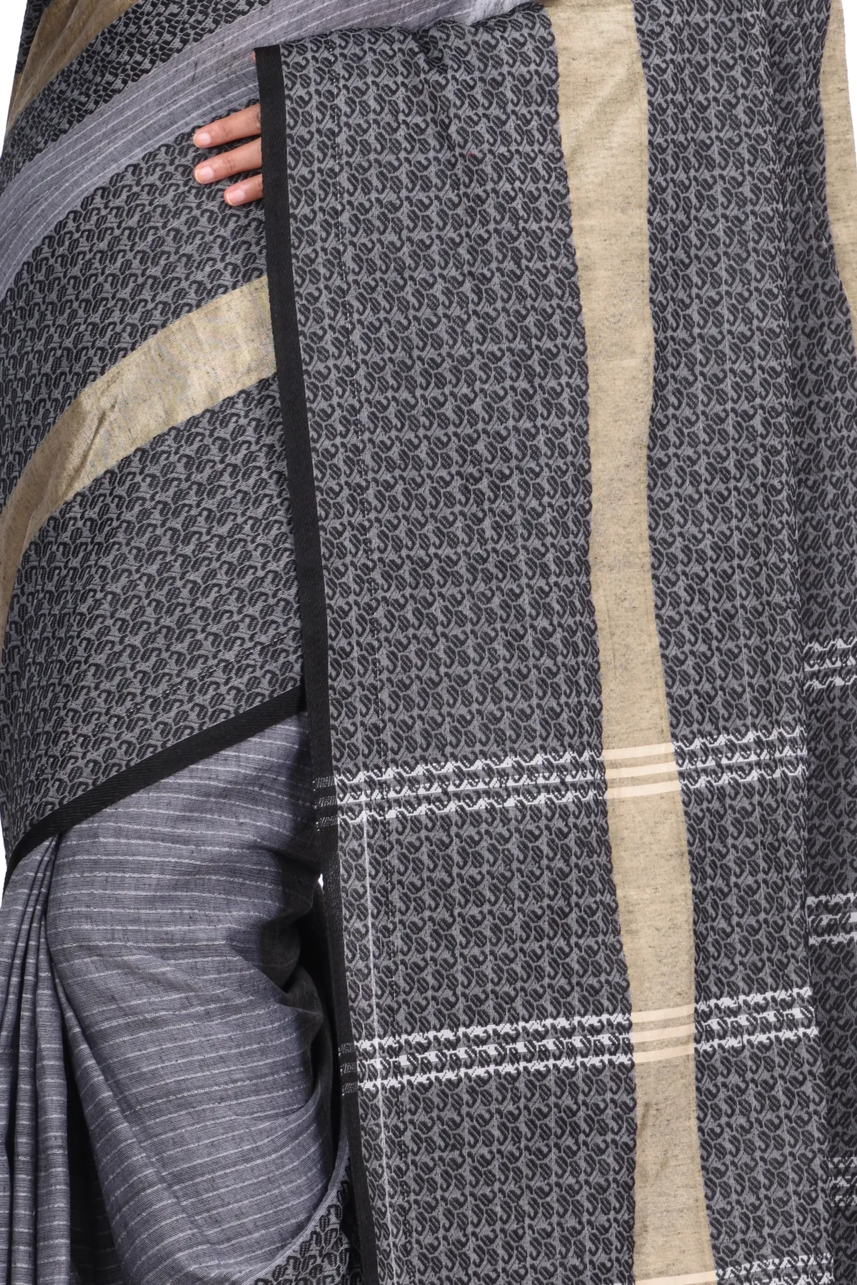 DipDiya Pure Cotton Black Souraovi Hand The Bengali Classic Handloom Sarees