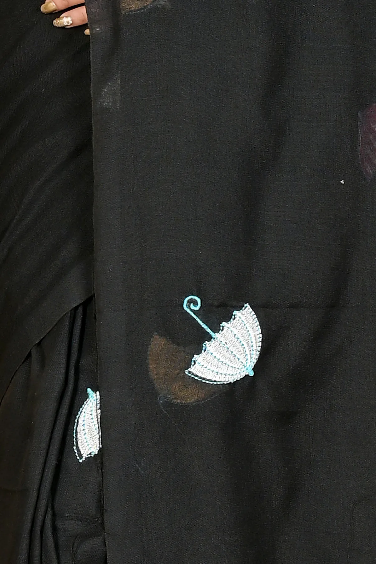 DipDiya Pure Cotton Black Umber Than Woven with Tradition Embroidery Handloom sarees