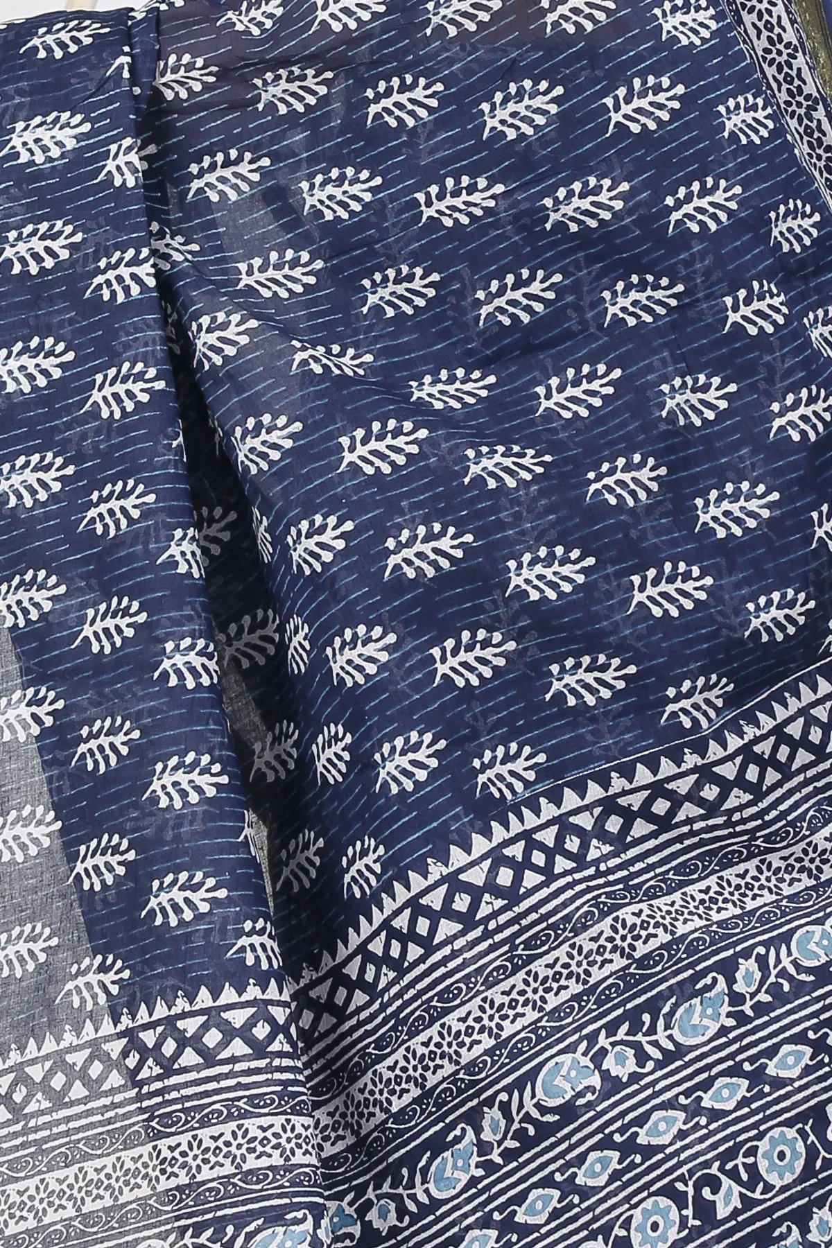 DipDiya Pure Cotton Blue Mela Woven with Tradition Printed Handloom Sarees