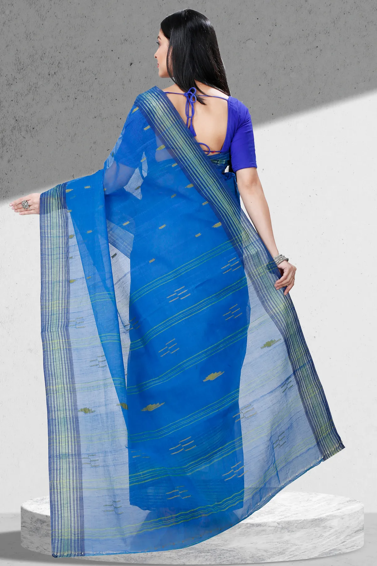 DipDiya Pure Cotton Blue Naman Stories of Bengal Tant Sarees