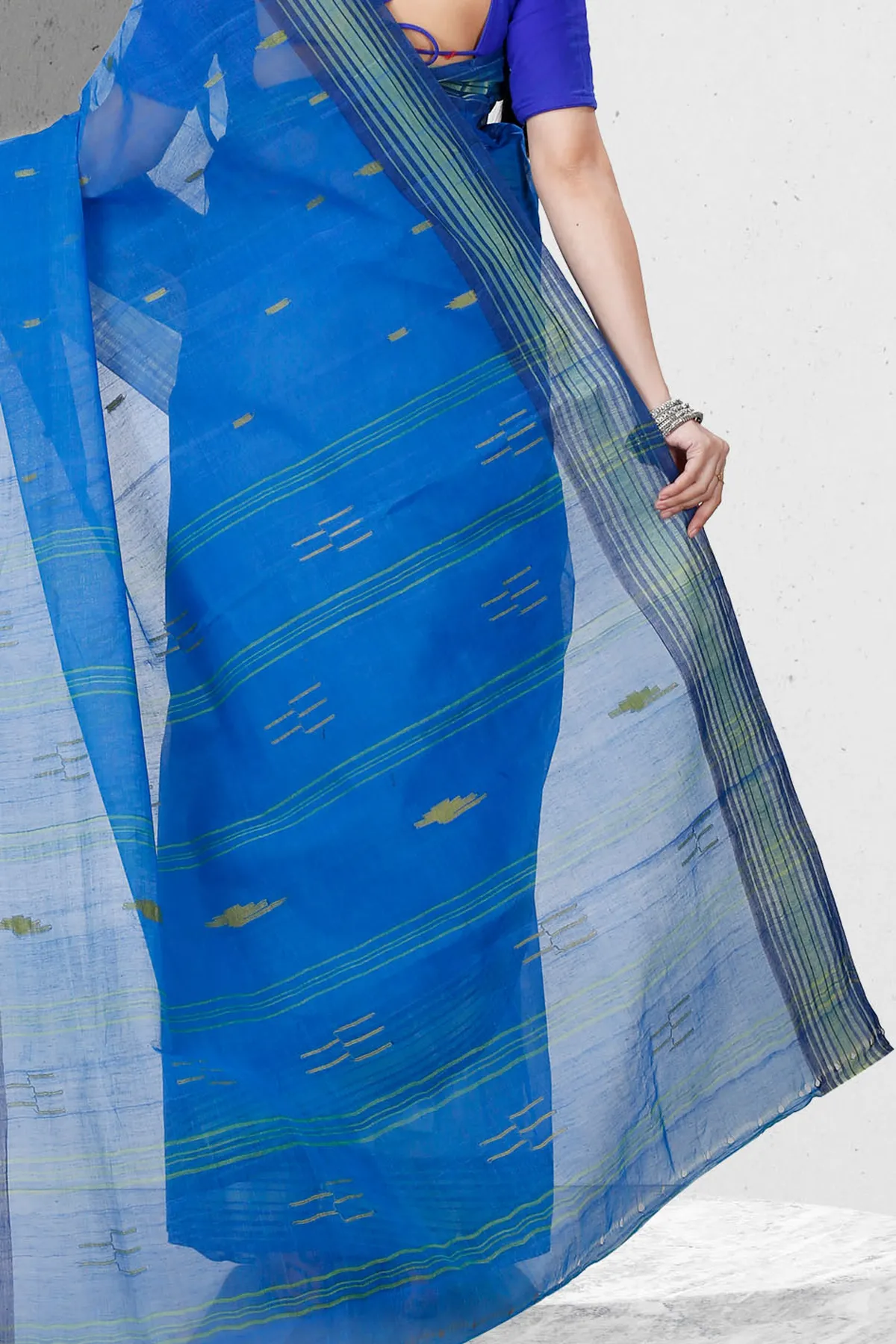DipDiya Pure Cotton Blue Naman Stories of Bengal Tant Sarees
