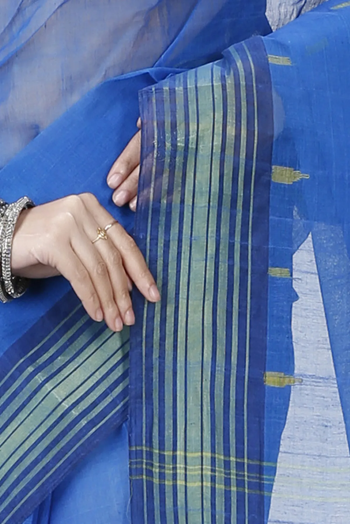 DipDiya Pure Cotton Blue Naman Stories of Bengal Tant Sarees