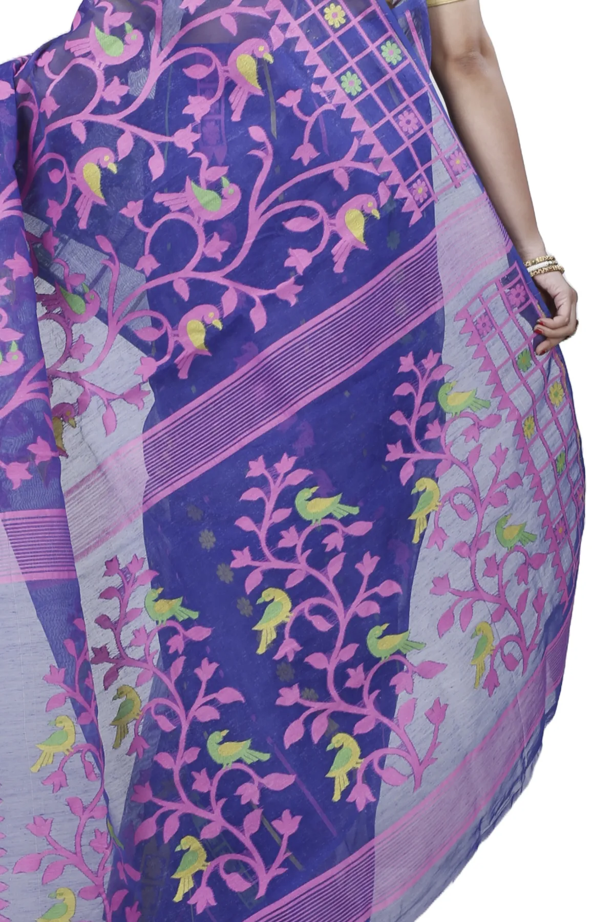 DipDiya Pure Cotton Blue Sabon Handloom Heritage Jamdani Sarees
