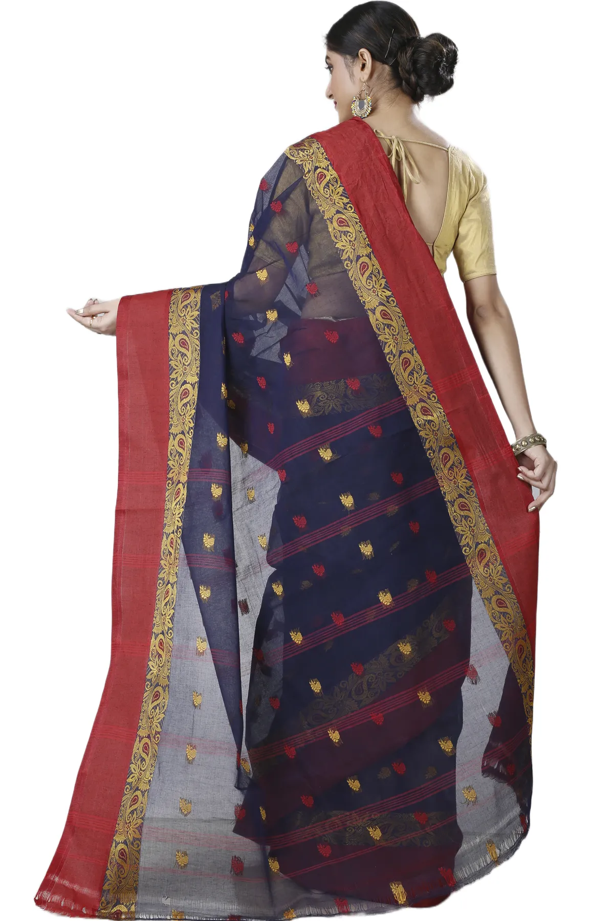 DipDiya Pure Cotton Blue Srimati Woven with Tradition Tant Sarees